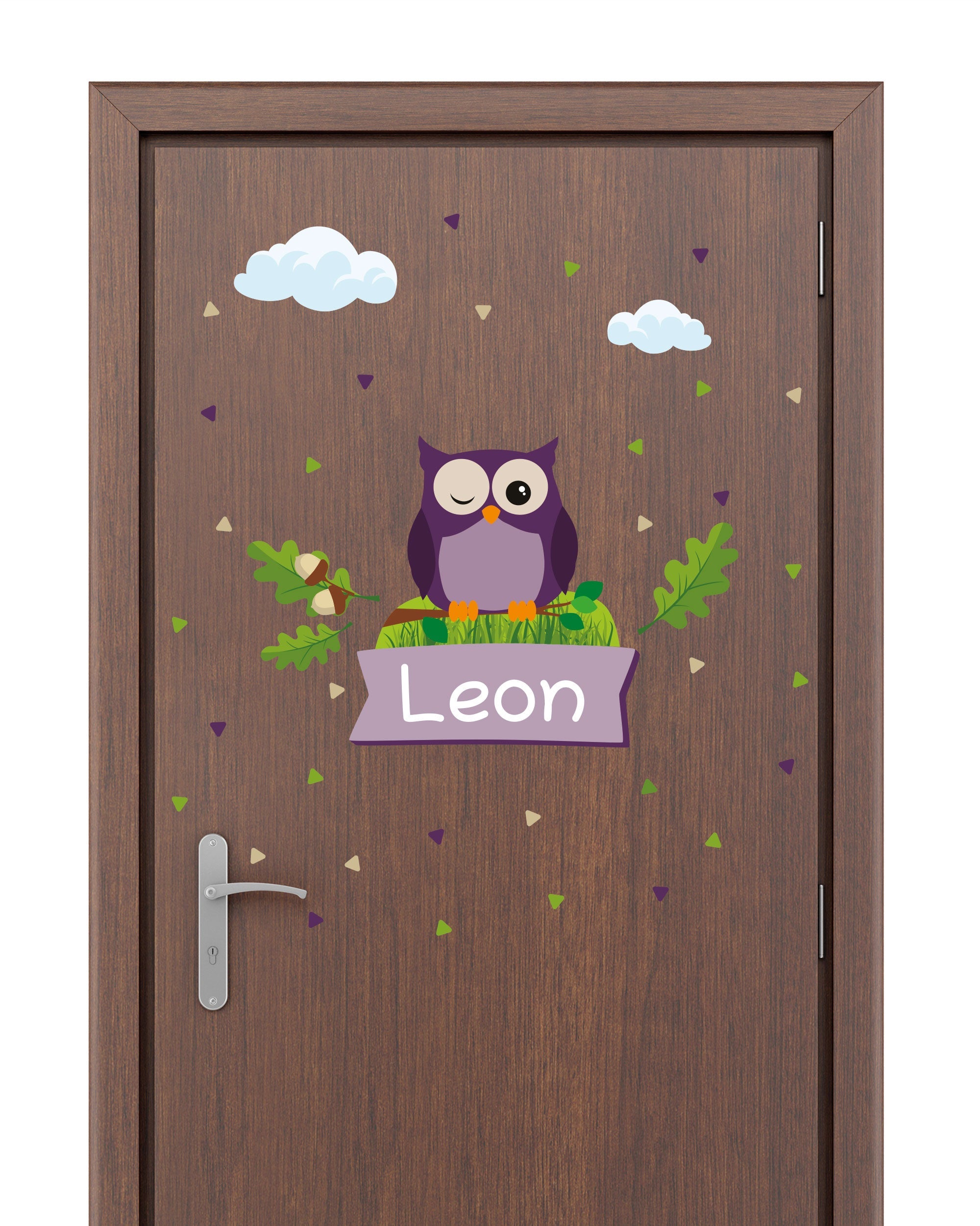 Individualisierbare Türaufkleber für das Kinderzimmer mit Eulenmotiv