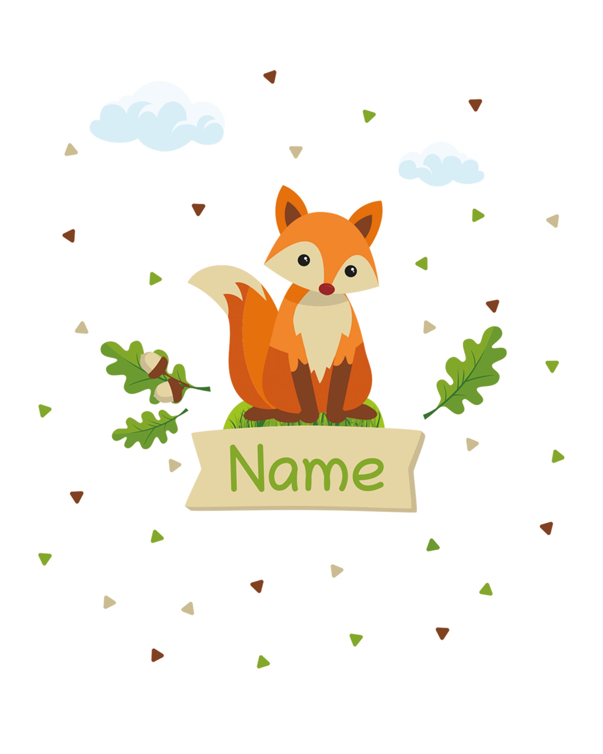 Individualisierbare Türaufkleber für das Kinderzimmer mit Fuchsmotiv