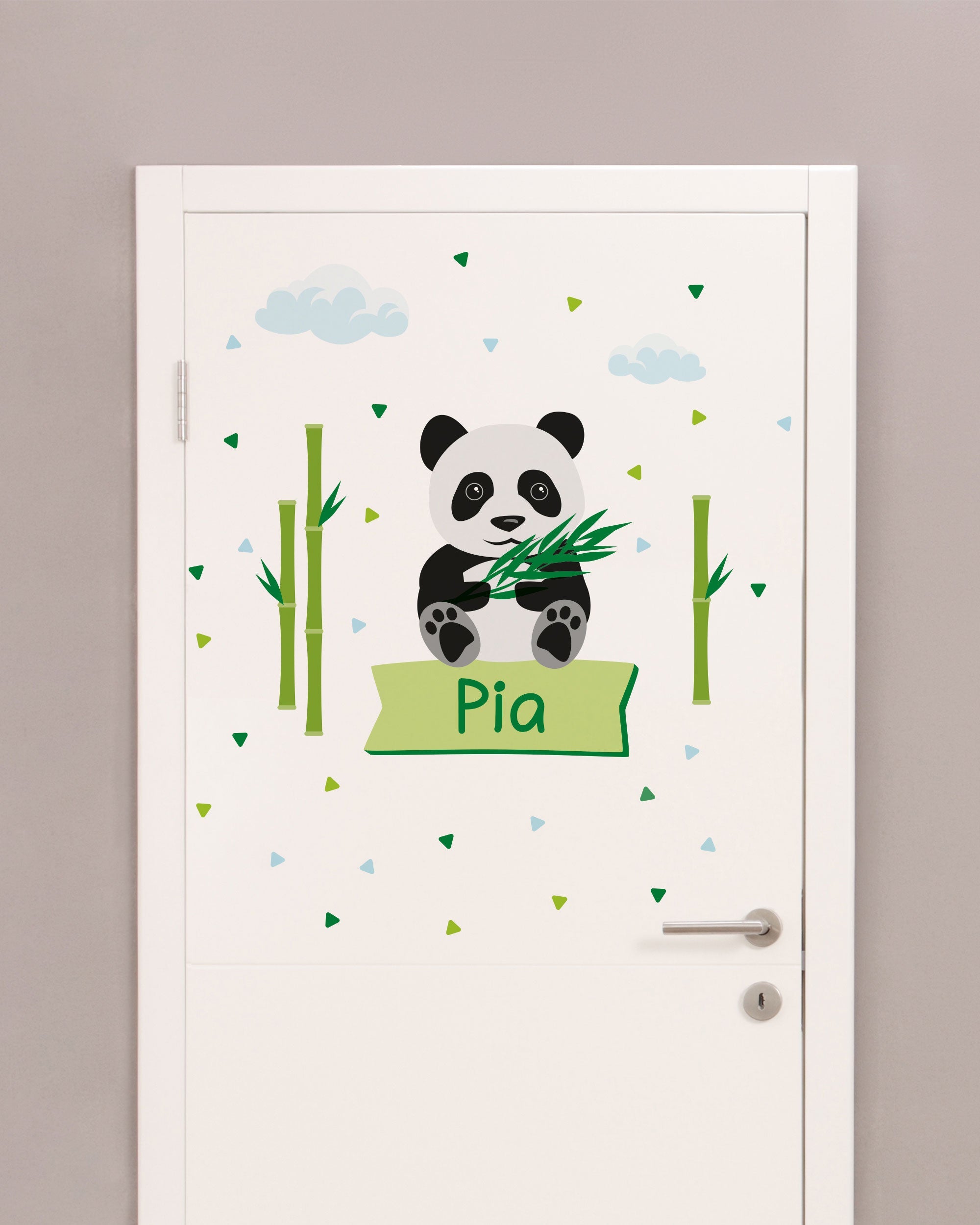 Individualisierbare Türaufkleber für das Kinderzimmer mit Pandamotiv