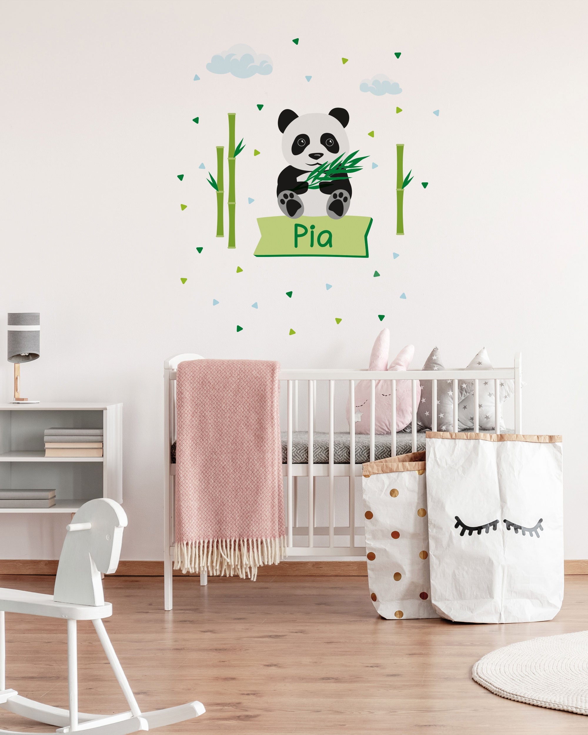 Individualisierbare Türaufkleber für das Kinderzimmer mit Pandamotiv