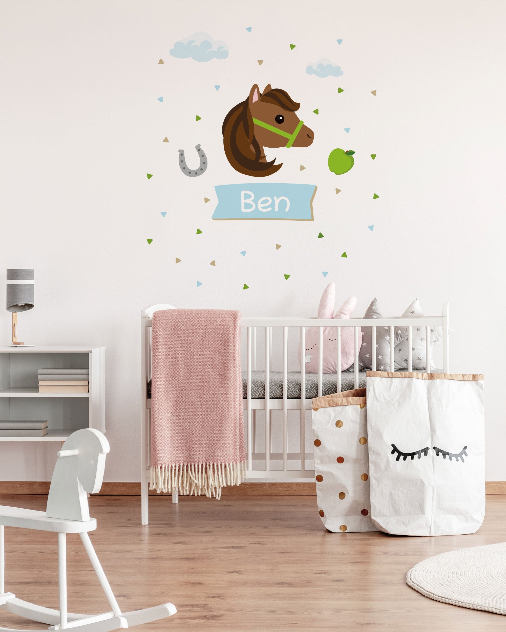 Individualisierbare Türaufkleber für das Kinderzimmer mit Pferdemotiv