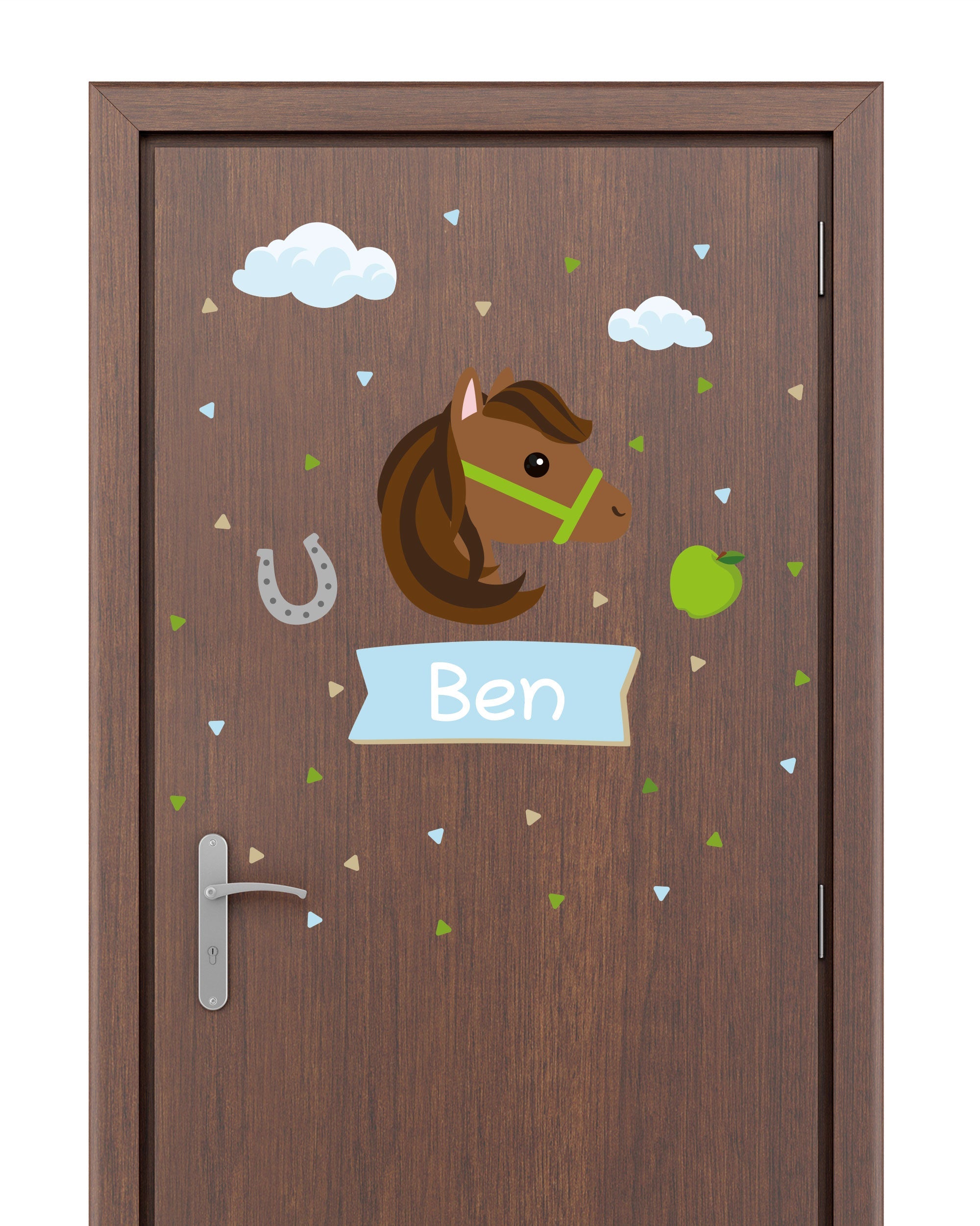 Individualisierbare Türaufkleber für das Kinderzimmer mit Pferdemotiv
