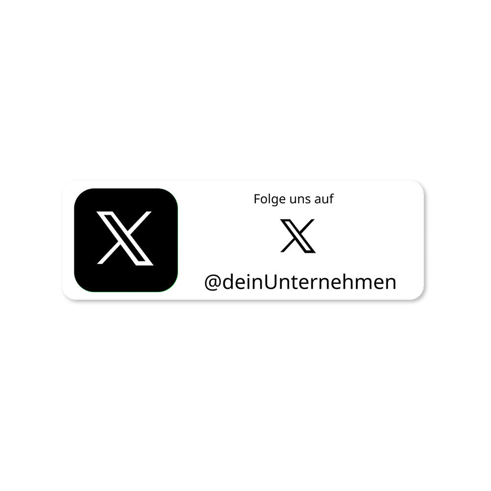 Individueller Social-Media Aufkleber X, Set mit 2 Bögen und 72 klebenden Stickern, 60x20 mm, aufkleberdrucker.de
