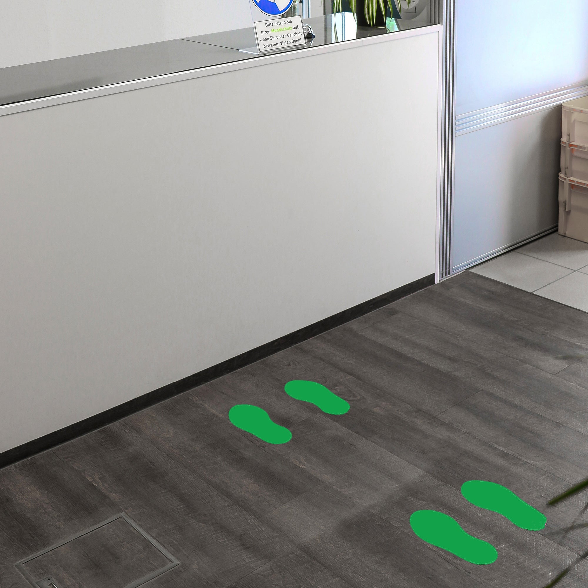 Dunkelgrüne Fußbodenaufkleber für Fußpaar, 10 Stück, 250x110 mm, rutschfeste Markierungen für sicheren Bodenbereich