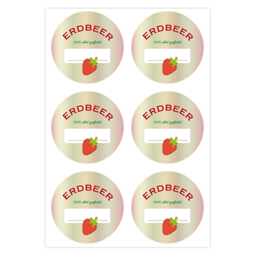 Erdbeermarmelade Aufkleber im Set mit 3 Bögen, fruchtiges Erdbeermotiv, zum Dekorieren und Basteln, 200x300 mm