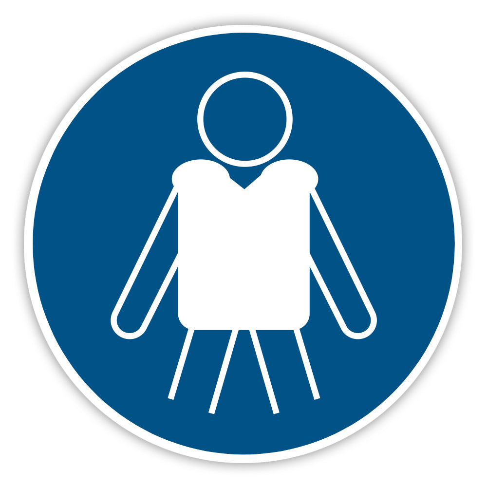 Gebotaufkleber Rettungsweste benutzen