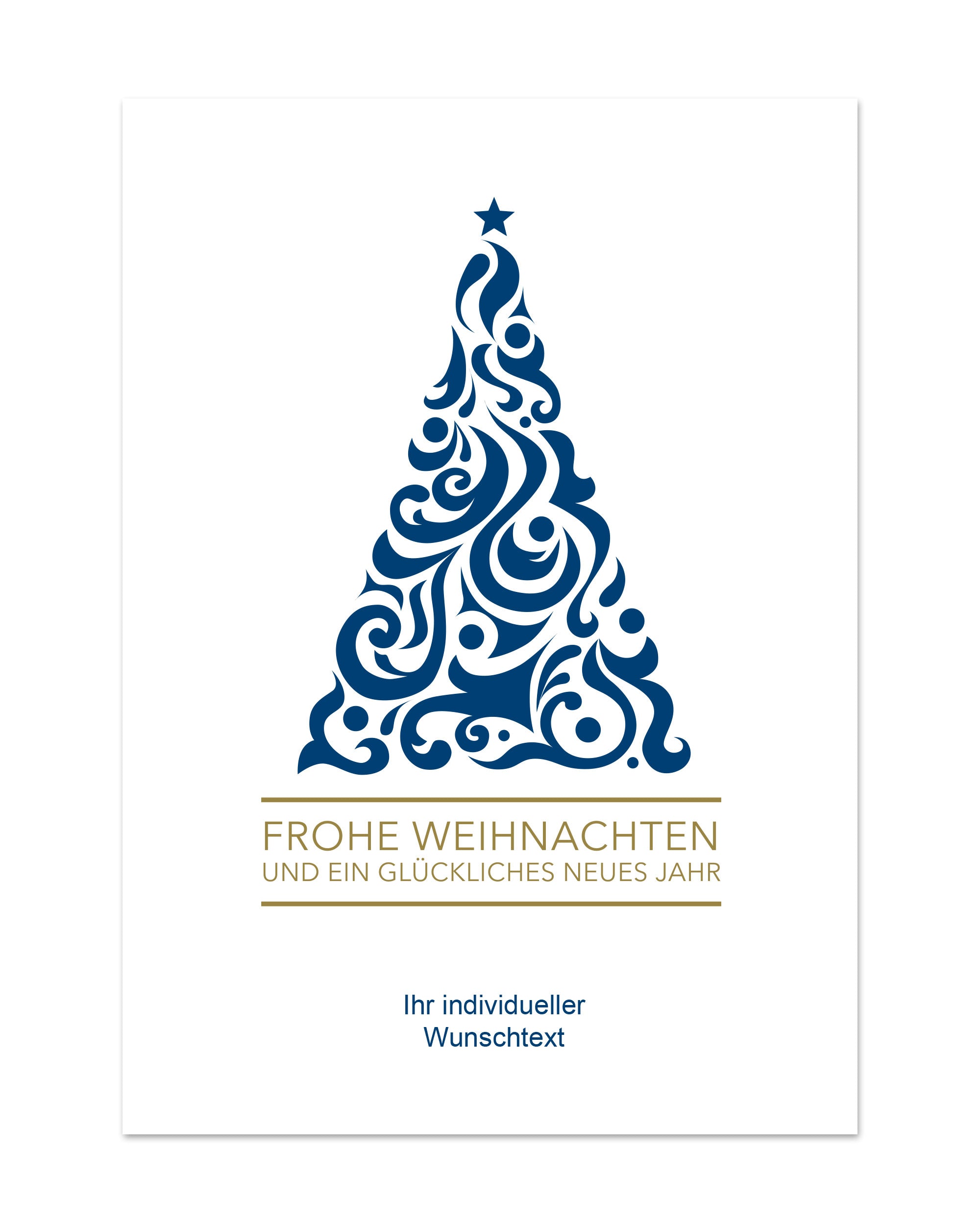Weihnachtsgrußkarte DIN A6 mit Umschlag, personalisiert mit Logo oder Name, festliches Weihnachtsmotiv von aufkleberdrucker.de