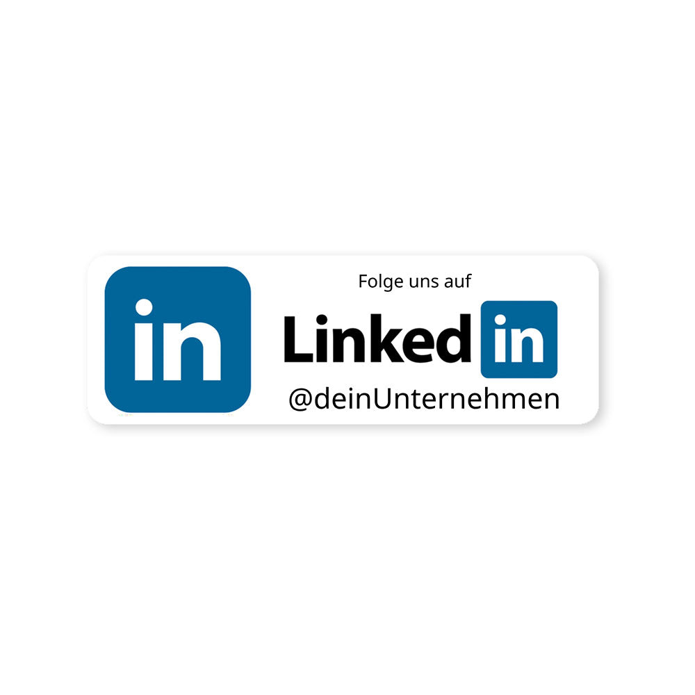 Individuelle LinkedIn Social-Media Aufkleber, 72 Stück, 60x20 mm, aufkleberdrucker.de, auf weißen Bögen.