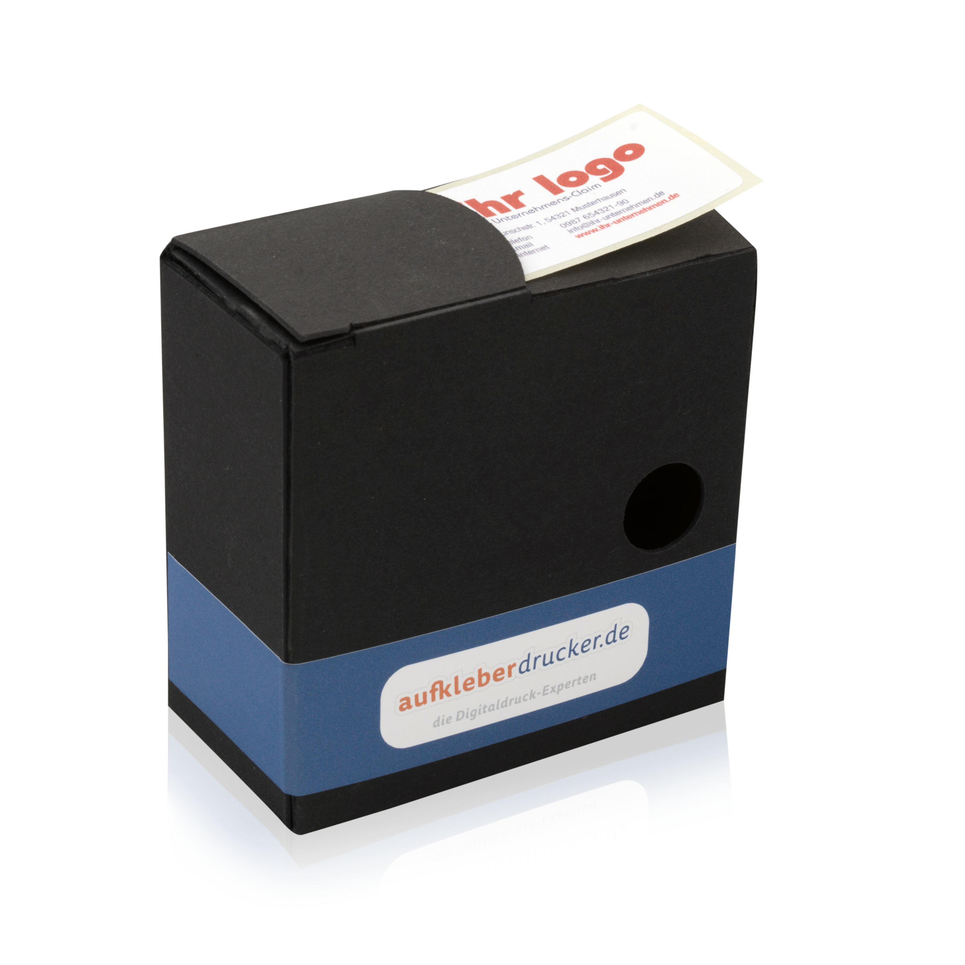 Adress-Etiketten mit Logo, 60x30 mm, 250 Stück, aufkleberdrucker.de, auf Rollen im Spenderkarton