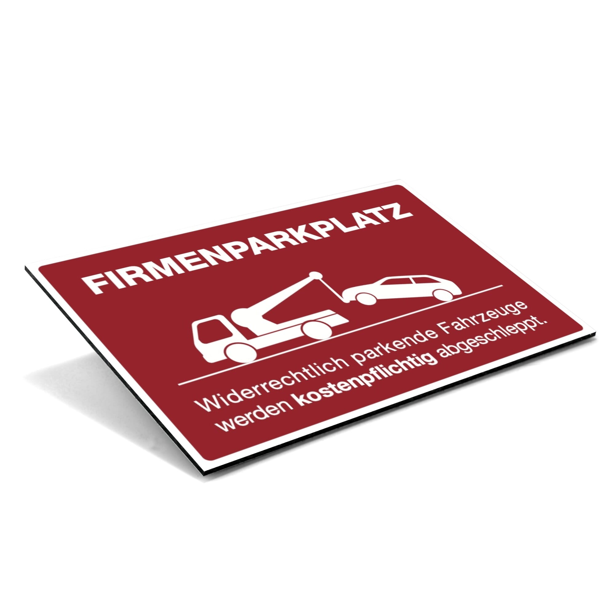 (Signalrot, Schild Alu-Verbund 200x300x4 mm) Text: Firmenparkplatz