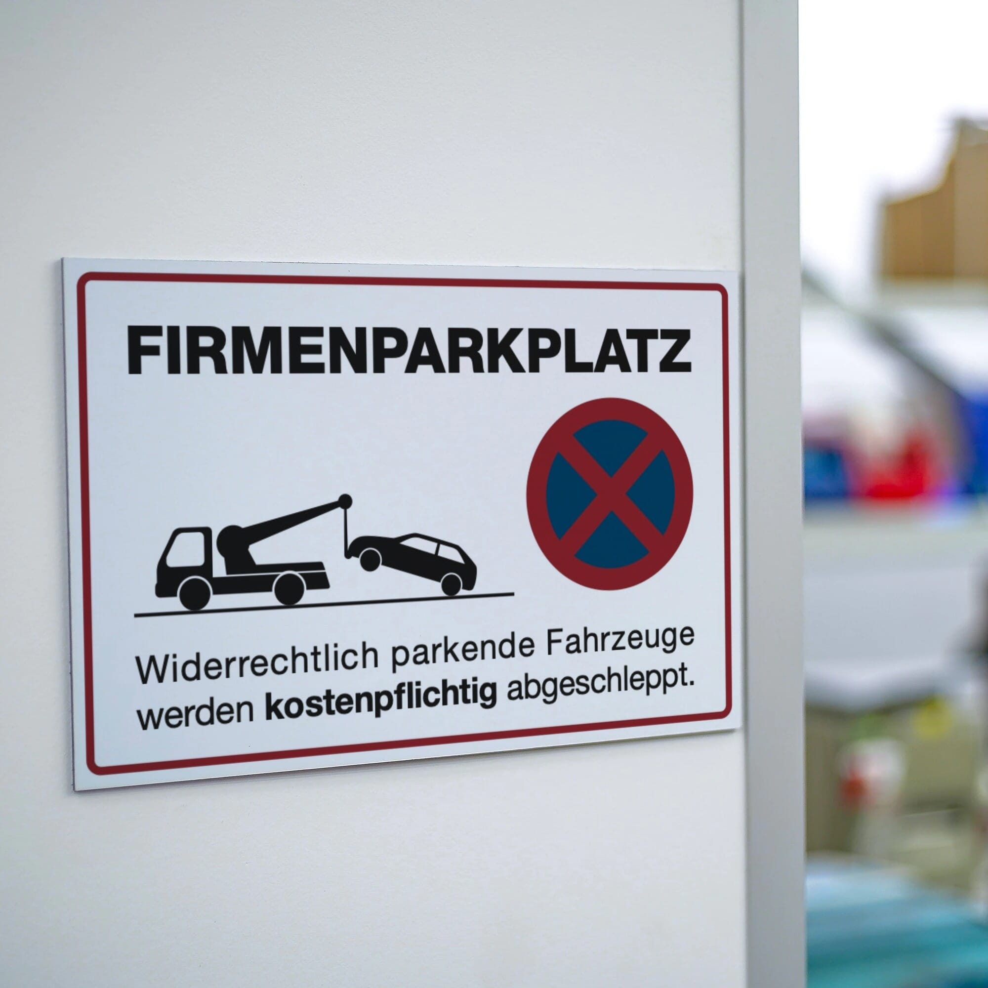 Weißes Alu-Verbundschild für Privat- und Firmenparkplätze, 200x300 mm, mit Aufdruck, aufkleberdrucker.de
