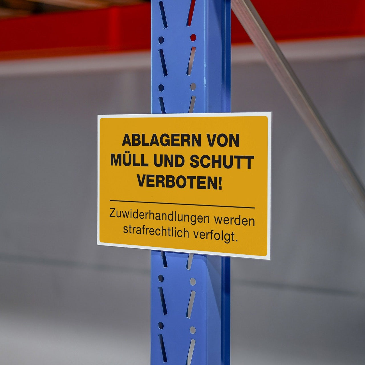 Schild Alu-Verbund Ablagern von Müll und Schutt verboten! (signalgelb, 300x200x4 mm)