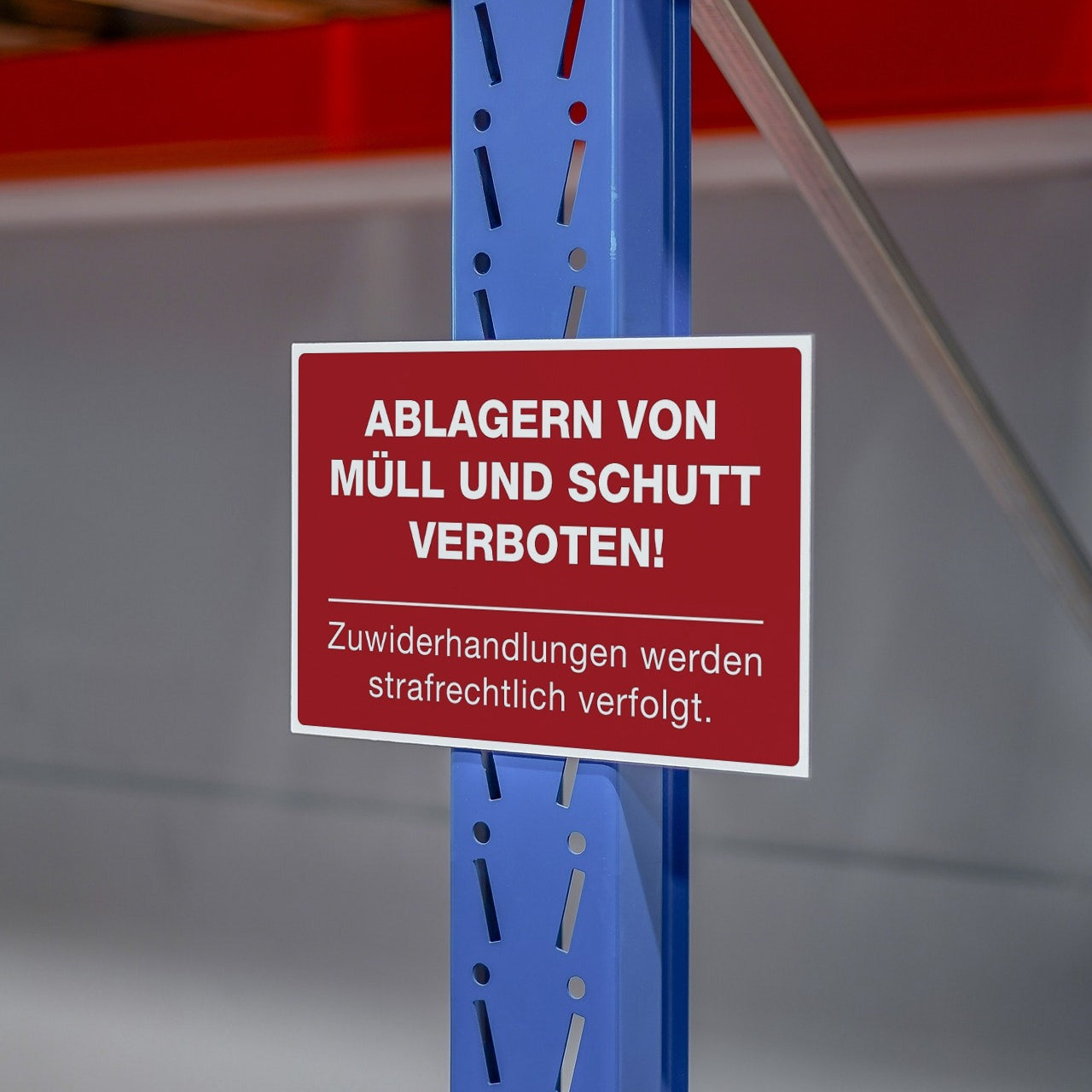 Schild Alu-Verbund Ablagern von Müll und Schutt verboten! (signalrot, 300x200x4 mm)