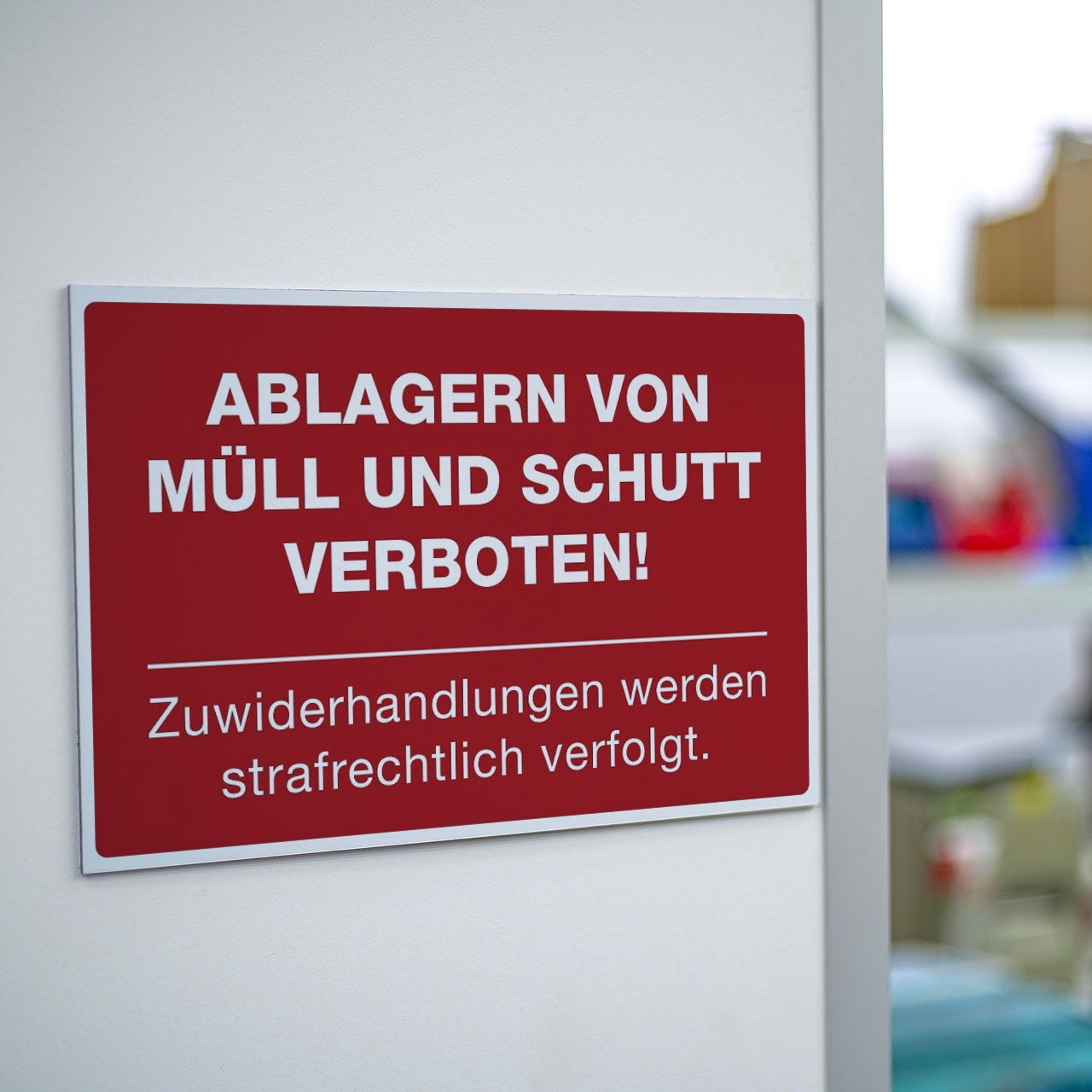 Schild Alu-Verbund Ablagern von Müll und Schutt verboten! (signalrot, 300x200x4 mm)