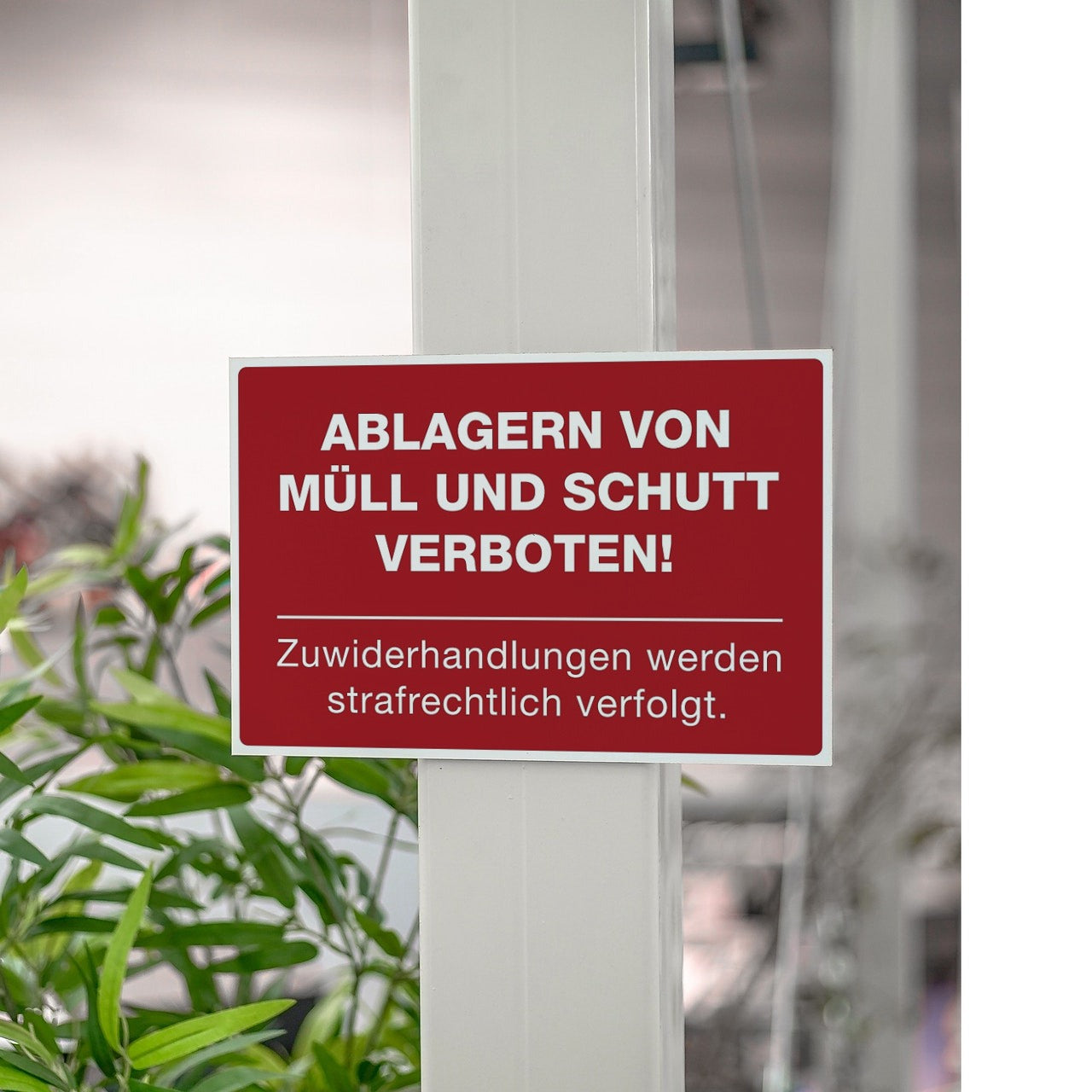 Schild Alu-Verbund Ablagern von Müll und Schutt verboten! (signalrot, 300x200x4 mm)