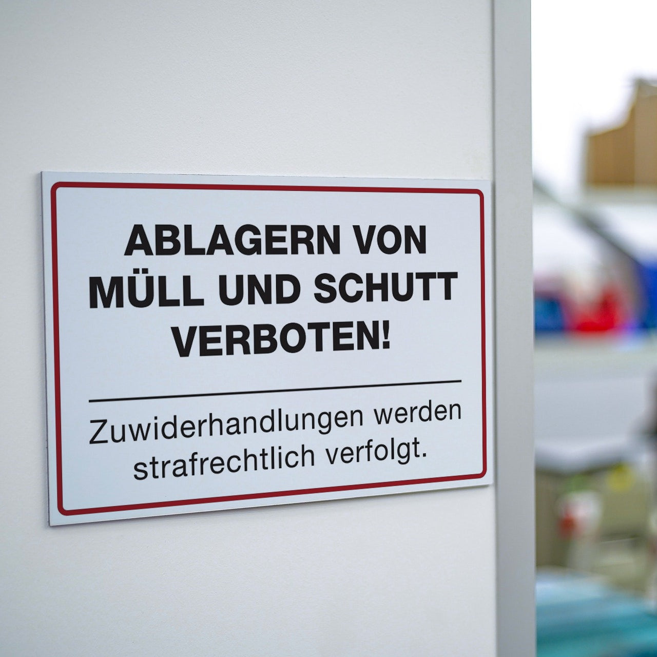 Schild Alu-Verbund Ablagern von Müll und Schutt verboten! (weiß, 300x200x4 mm)