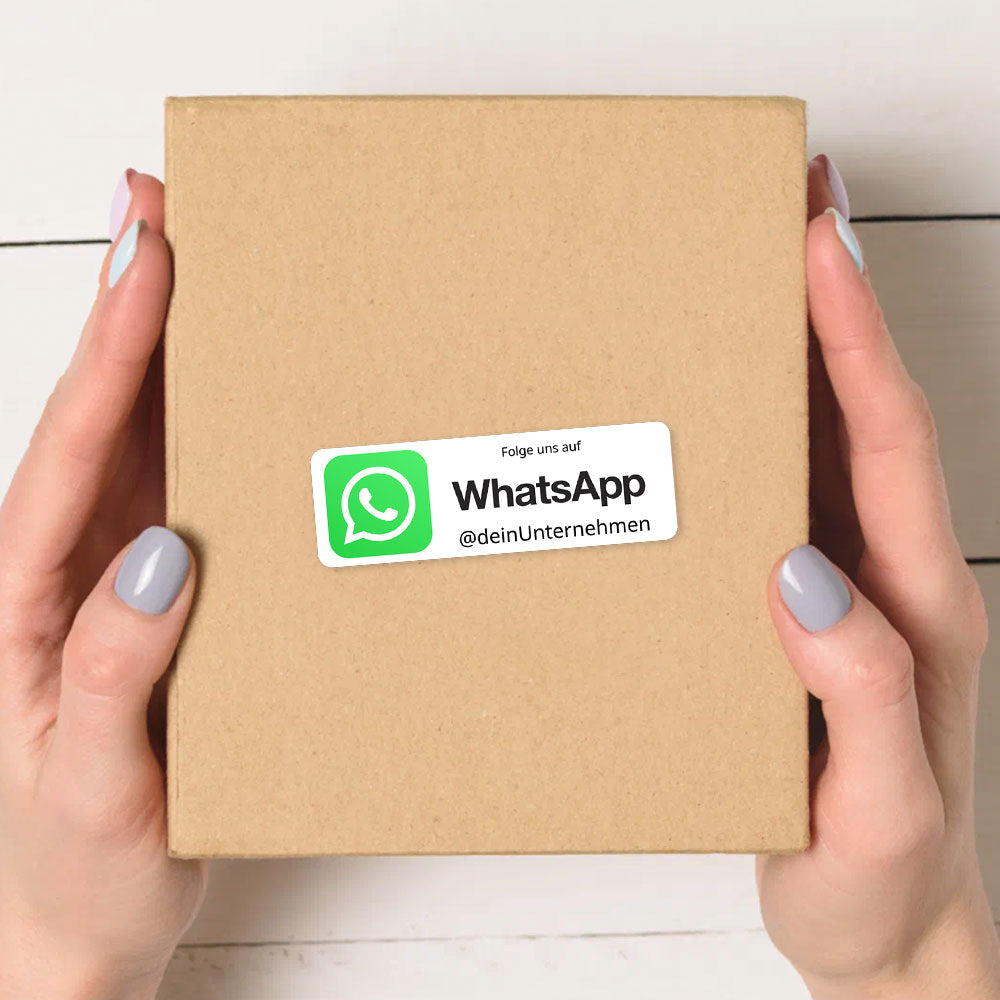 Individueller WhatsApp Social-Media Aufkleber, Set mit 72 Stück auf weißen Bögen, 60x20 mm, von aufkleberdrucker.de
