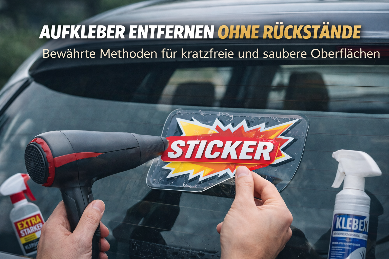 Aufkleber mit Föhn rückstandslos entfernen — Schritt-für-Schritt-Anleitung von aufkleberdrucker.de