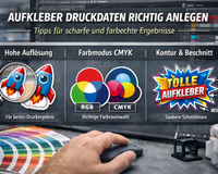 Drucker mit Aufkleber-Druckvorlage in Pfeil-Form auf farbiger Vinylfolie — aufkleberdrucker.de