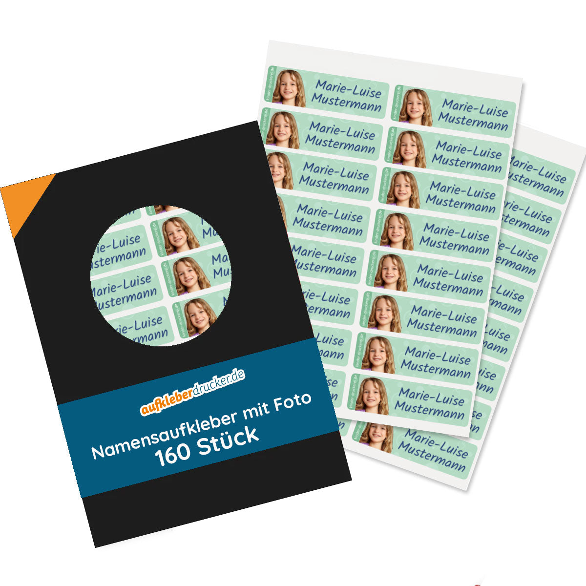 Kinder-Namensaufkleber mit Foto, 160er Set, personalisierte KI-Portraits auf Aufklebern für Kinder, langlebig und bunt