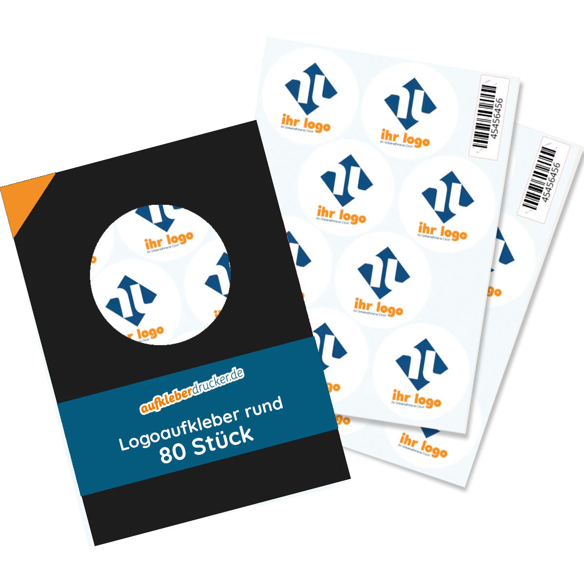 Runder Logo-Aufkleber 40 mm von Orafol, weiße Design auf glatter Oberfläche, ideal für Fahrzeuge und Laptops