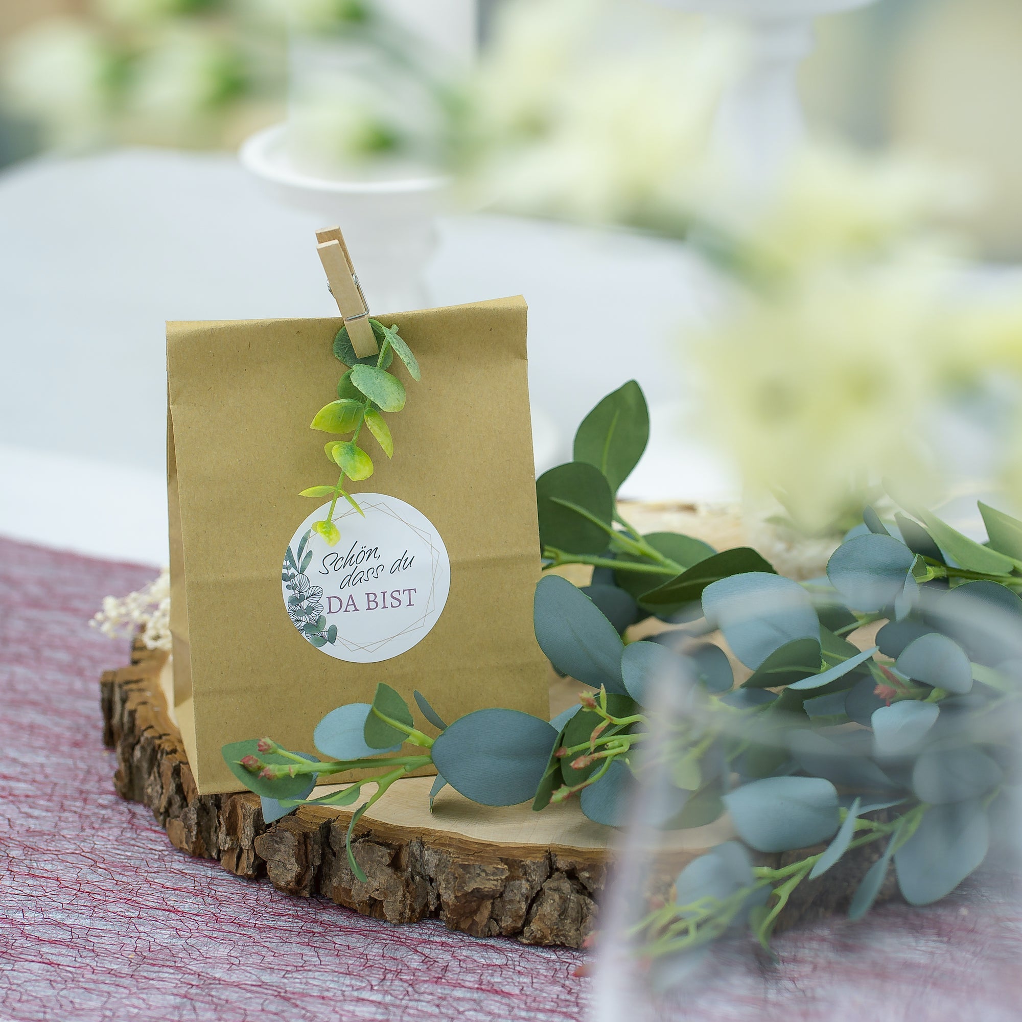Hochzeit-Aufkleber mit Eukalyptus-Motiv, 80 Stück in verschiedenen Größen und Texten, ideal für Hochzeitsdekorationen.