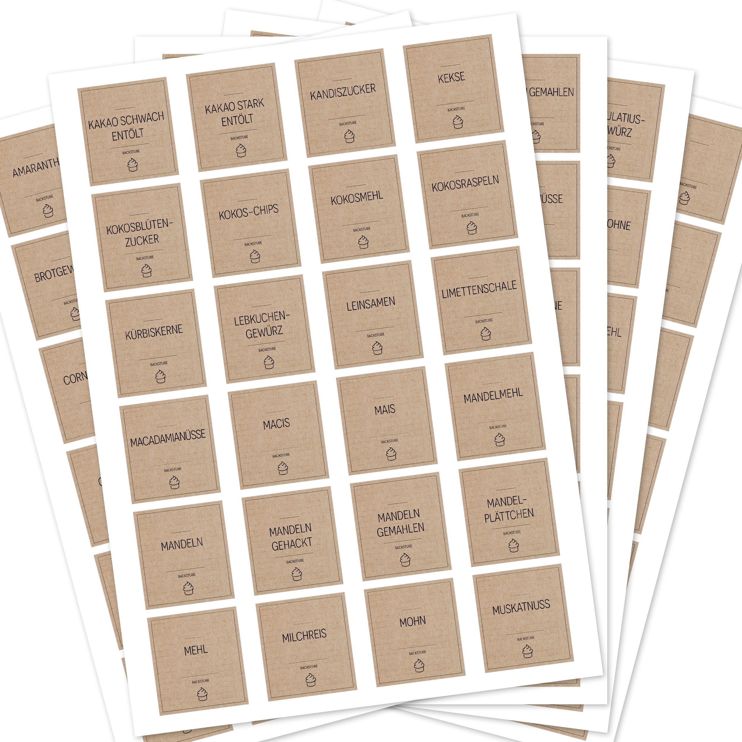 Back-Etiketten – Aufkleber für Backzutaten (Set mit 120 Aufklebern)