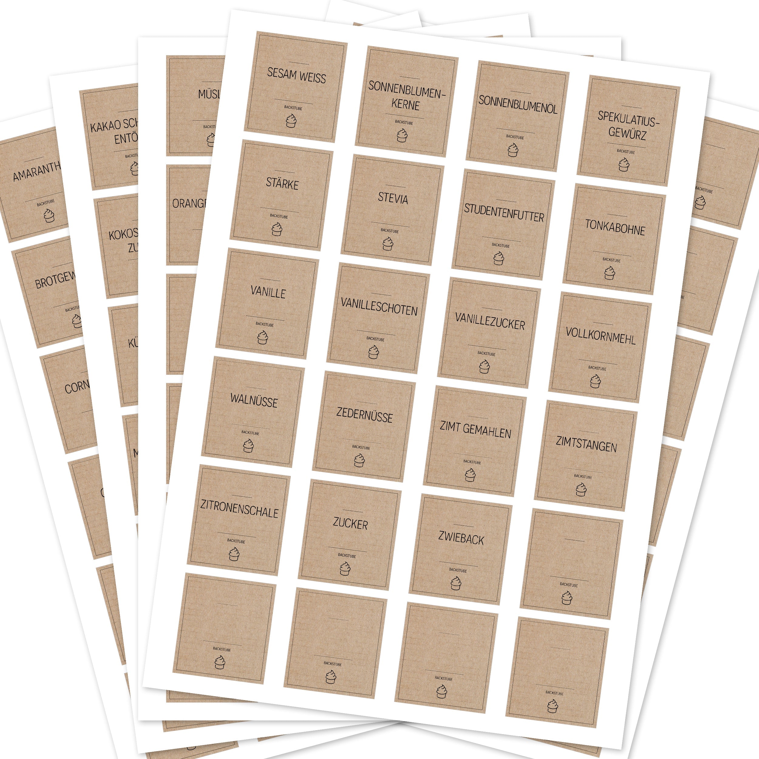 Back-Etiketten – Aufkleber für Backzutaten (Set mit 120 Aufklebern)