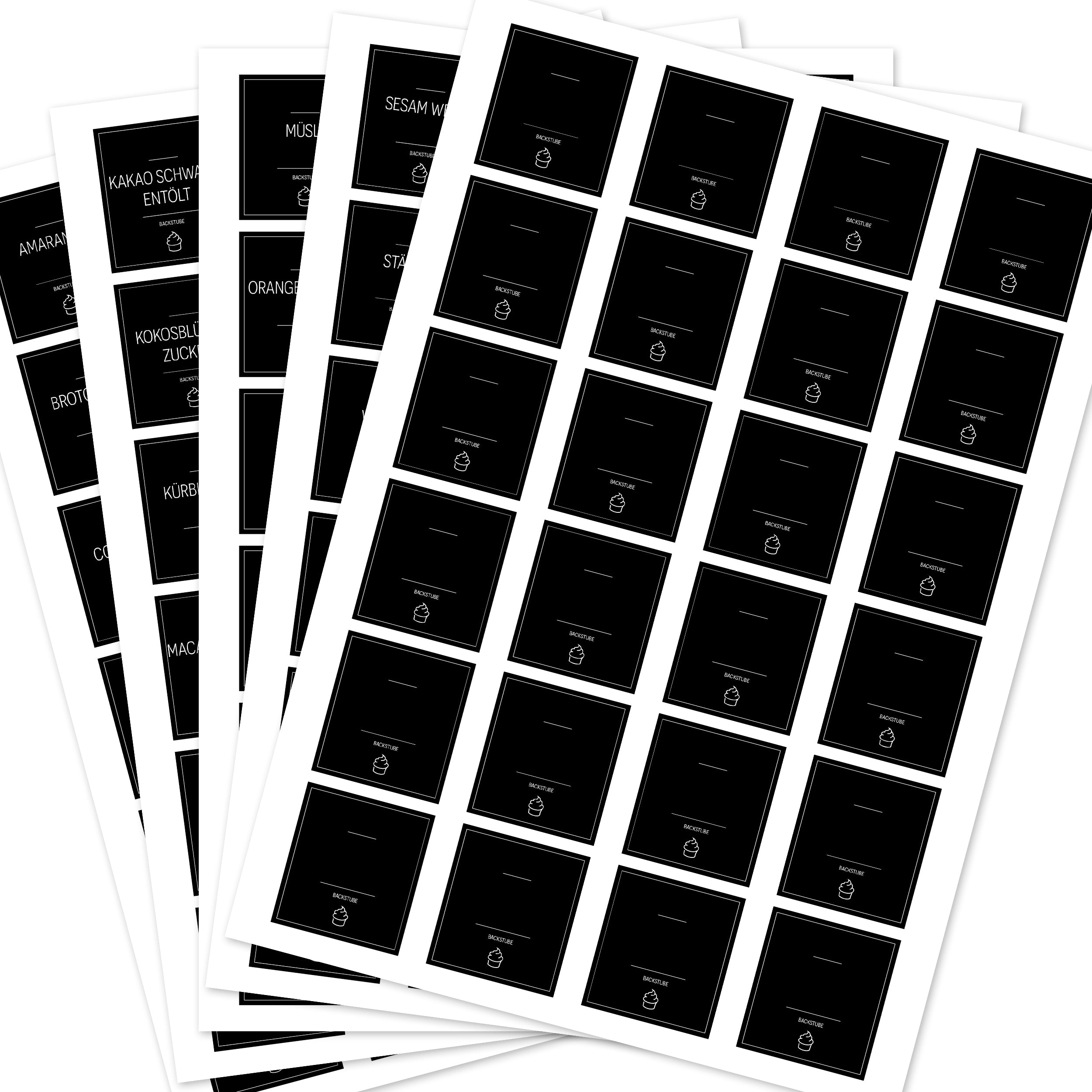 Back-Etiketten – Aufkleber für Backzutaten (Set mit 120 Aufklebern)