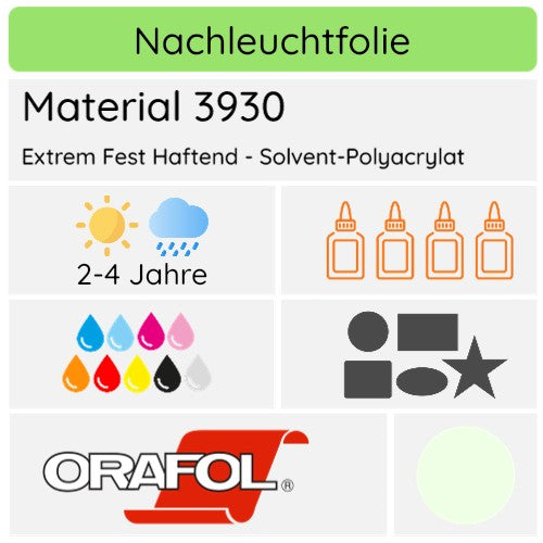 Phosphoreszierende Folienaufkleber - Nachleuchtfolie Leuchtfolie (bis zu 5 Jahre) - aufkleberdrucker.de