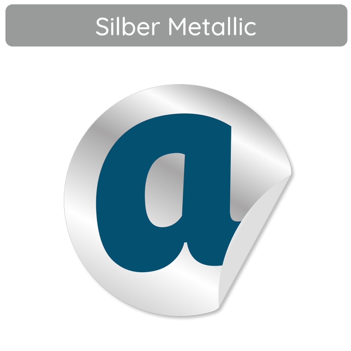 Silberner metallic Aufkleber von Orafol, glänzende Oberfläche, auf weißem Hintergrund sichtbar.