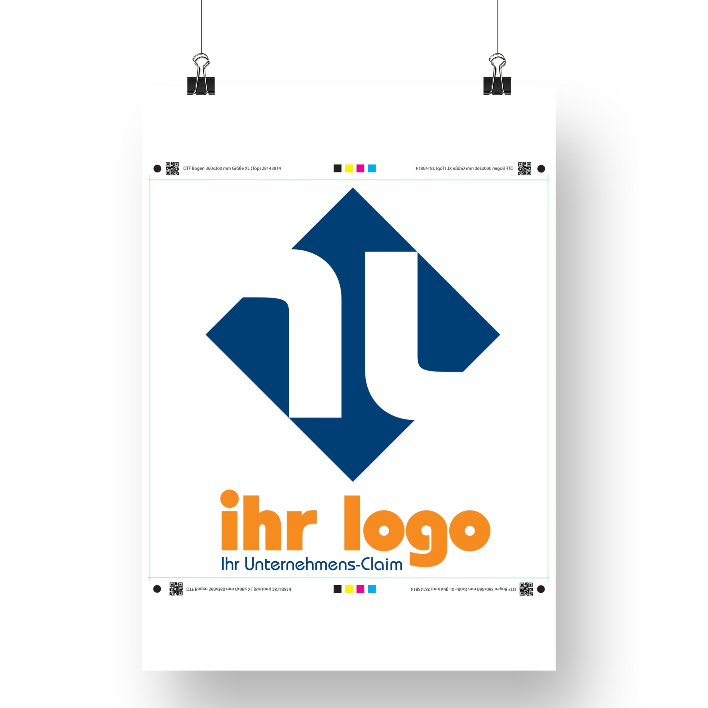DTF Transfer-Druckbogen 360x360 mm für Textildruck, mit direktem T-Film, aufkleberdrucker.de