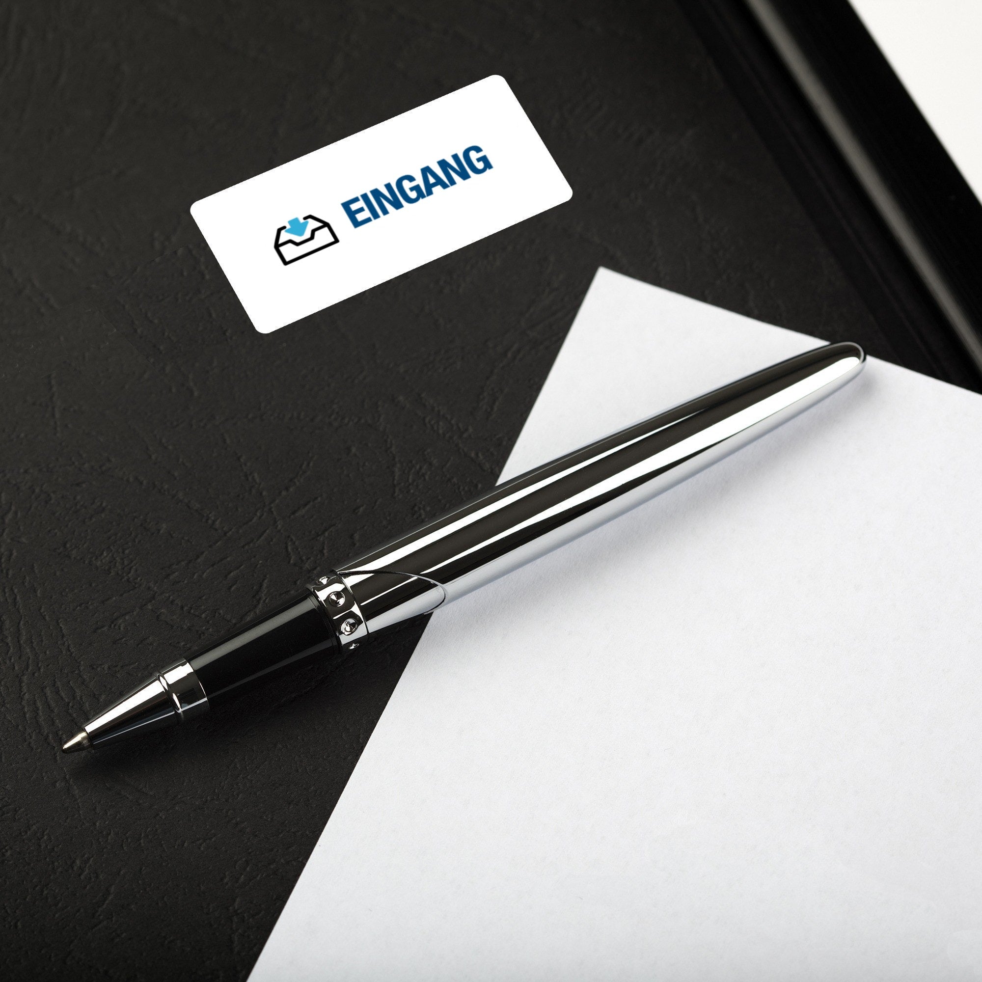 250 Aufkleber mit Eingang-Piktogramm, 60x30 mm, für Etikettendruck, aufkleberdrucker.de, klare Eingangssymbole auf Rollen