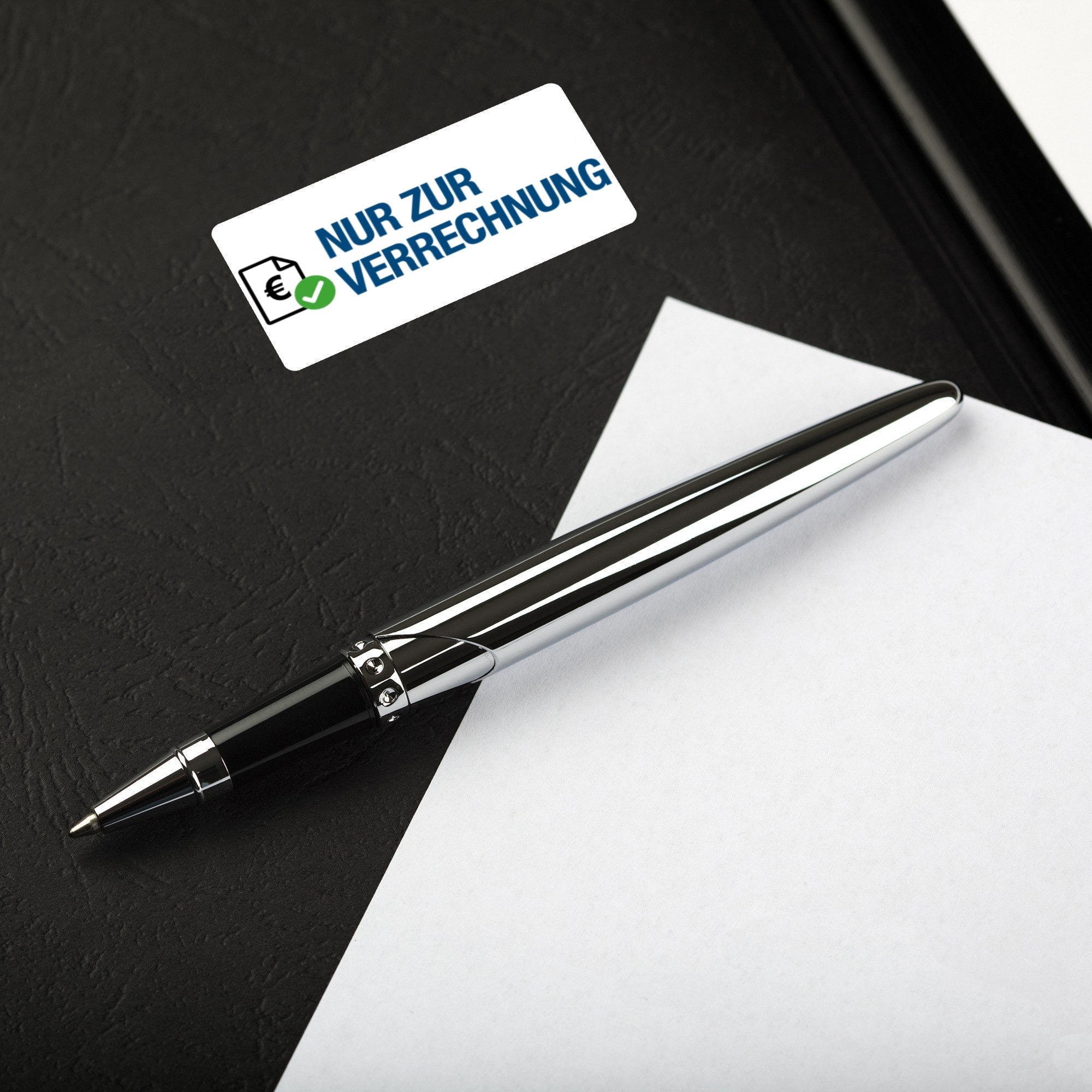 Aufkleber mit Piktogramm "Nur zur Verrechnung", 60x30 mm, 250 Stück Rollenetiketten, für Verrechnungszwecke.