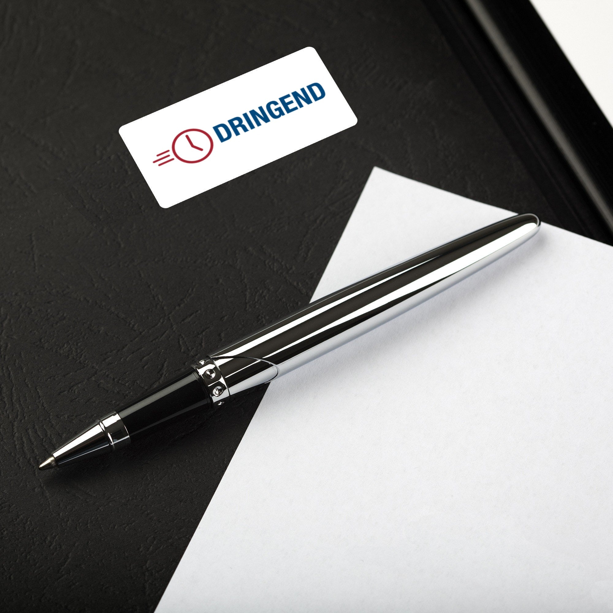 Aufkleber mit Piktogramm "Dringend" auf 60x30 mm Rollenetiketten, 250 Stück, sichtbarer Aufkleber mit rotem Dringend-Text