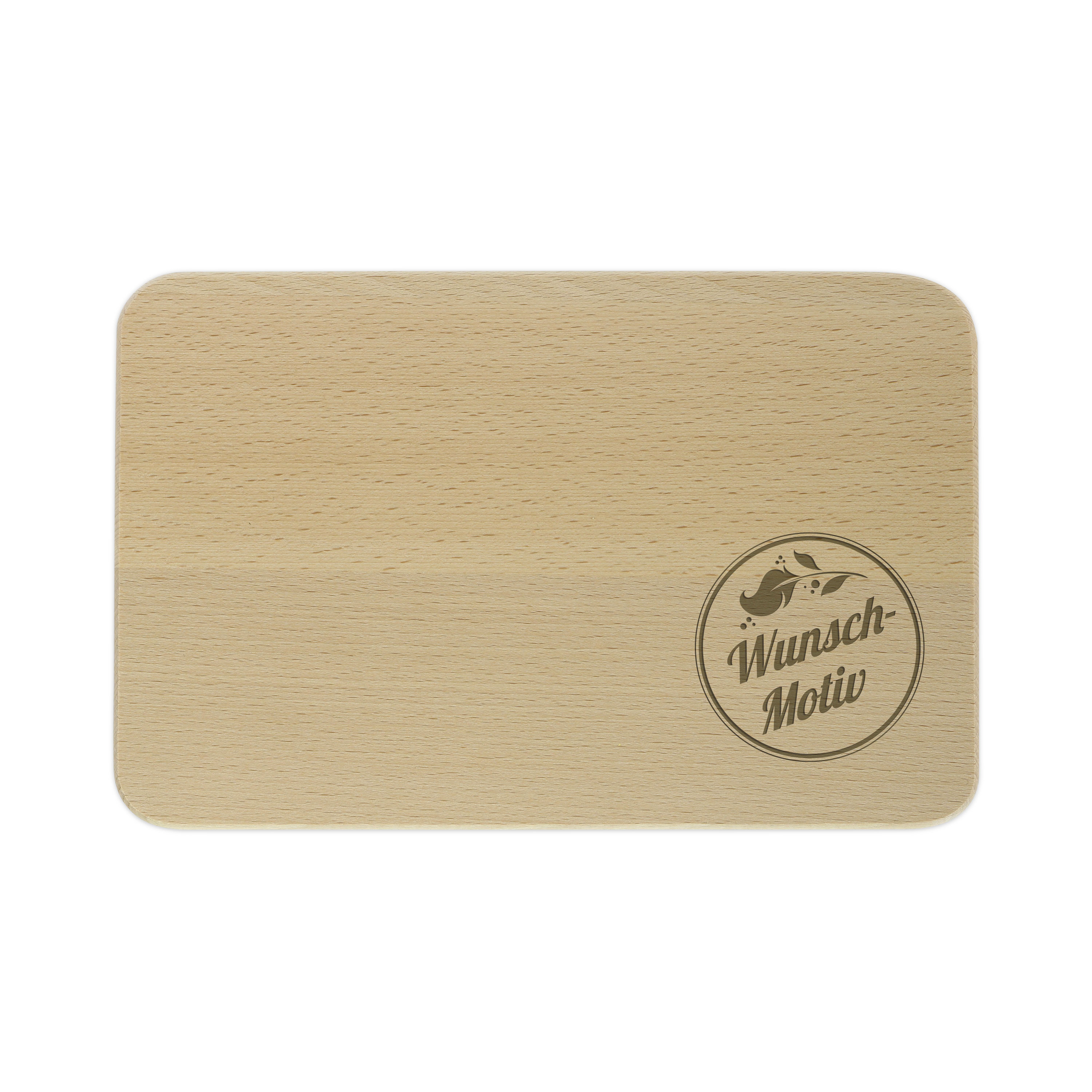 Personalisierbares Frühstücksbrettchen von kinder-druckerei.de mit Gravur, zeigt ein individuelles Design mit Text, Logo oder Foto.