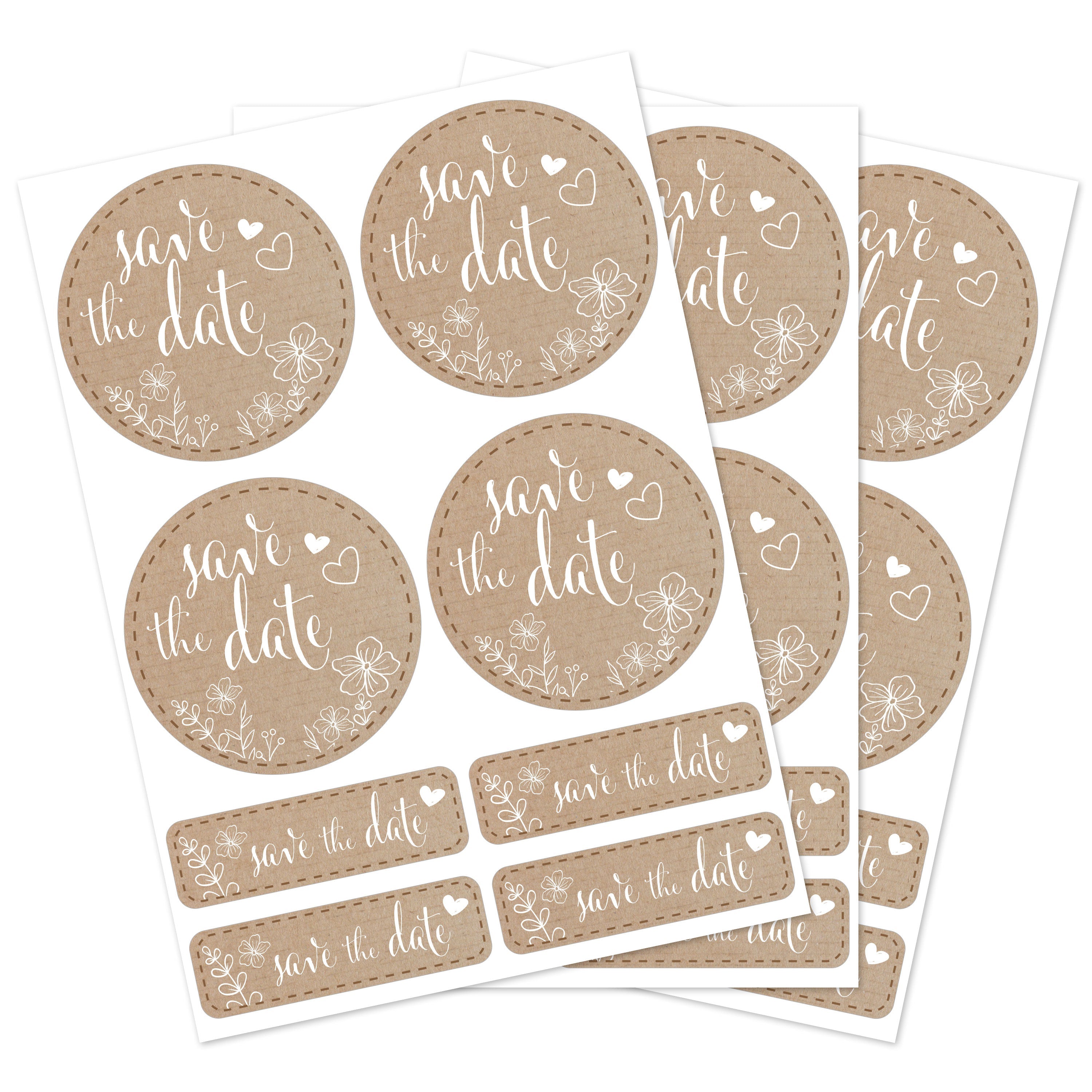 Hochzeit-Aufkleber aus Papierdekor, Set mit 80 bunten Aufklebern in verschiedenen Größen und Texten, ideal für Hochzeitsdekorationen