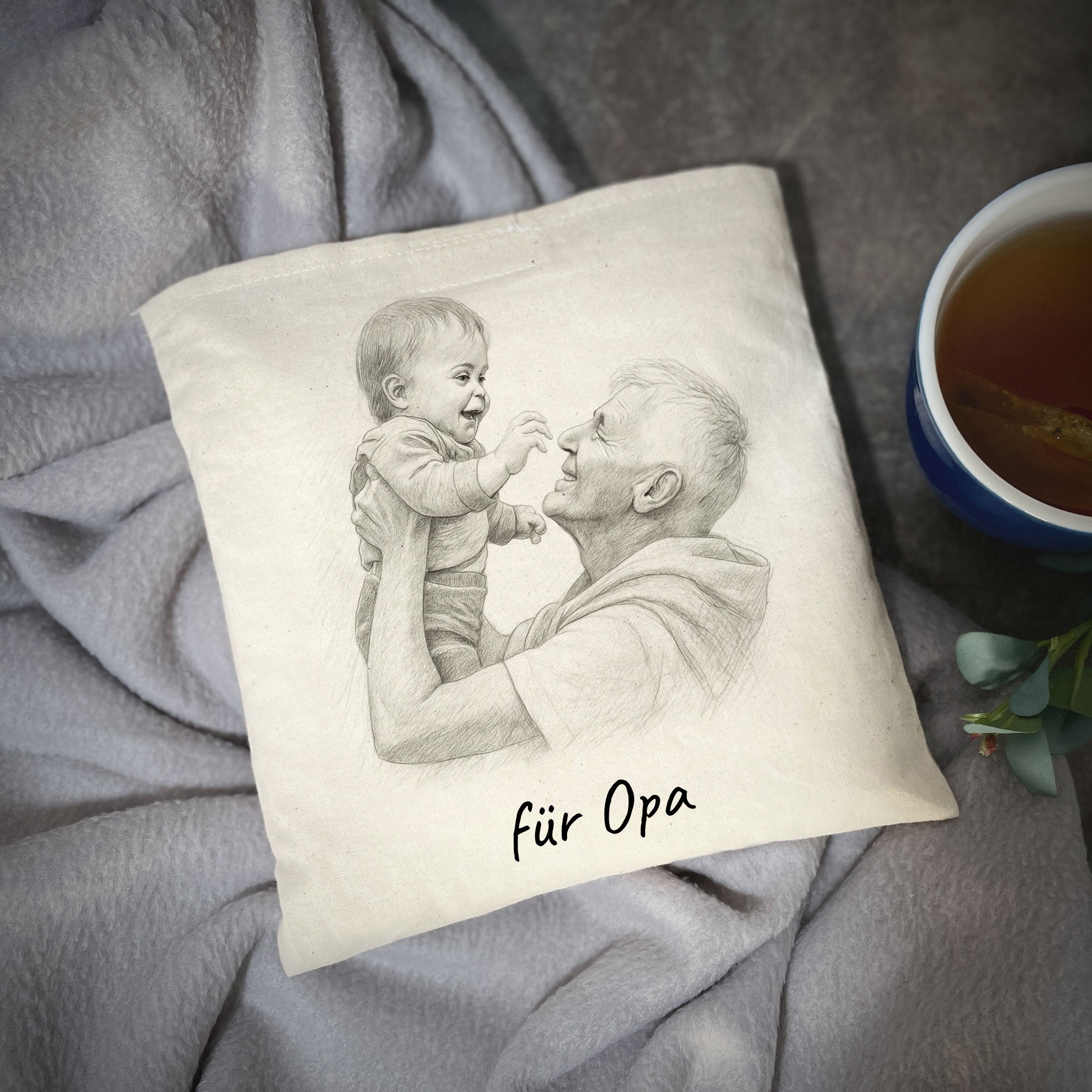 Kirschkernkissen mit Bleistiftzeichnung & Individualisierung - adressaufkleber-fabrik.de