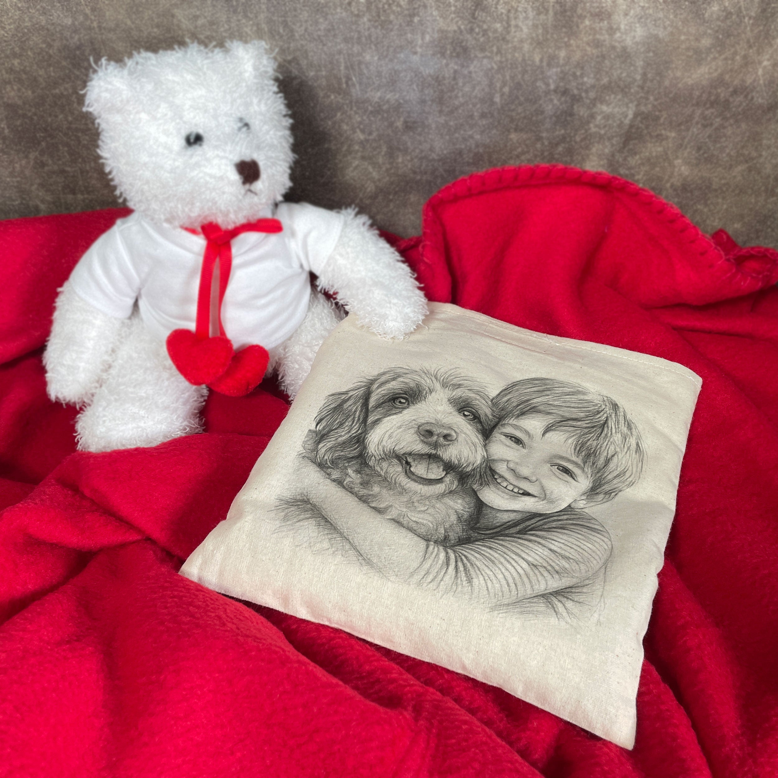 Kirschkernkissen mit Bleistiftzeichnung & Individualisierung - adressaufkleber-fabrik.de