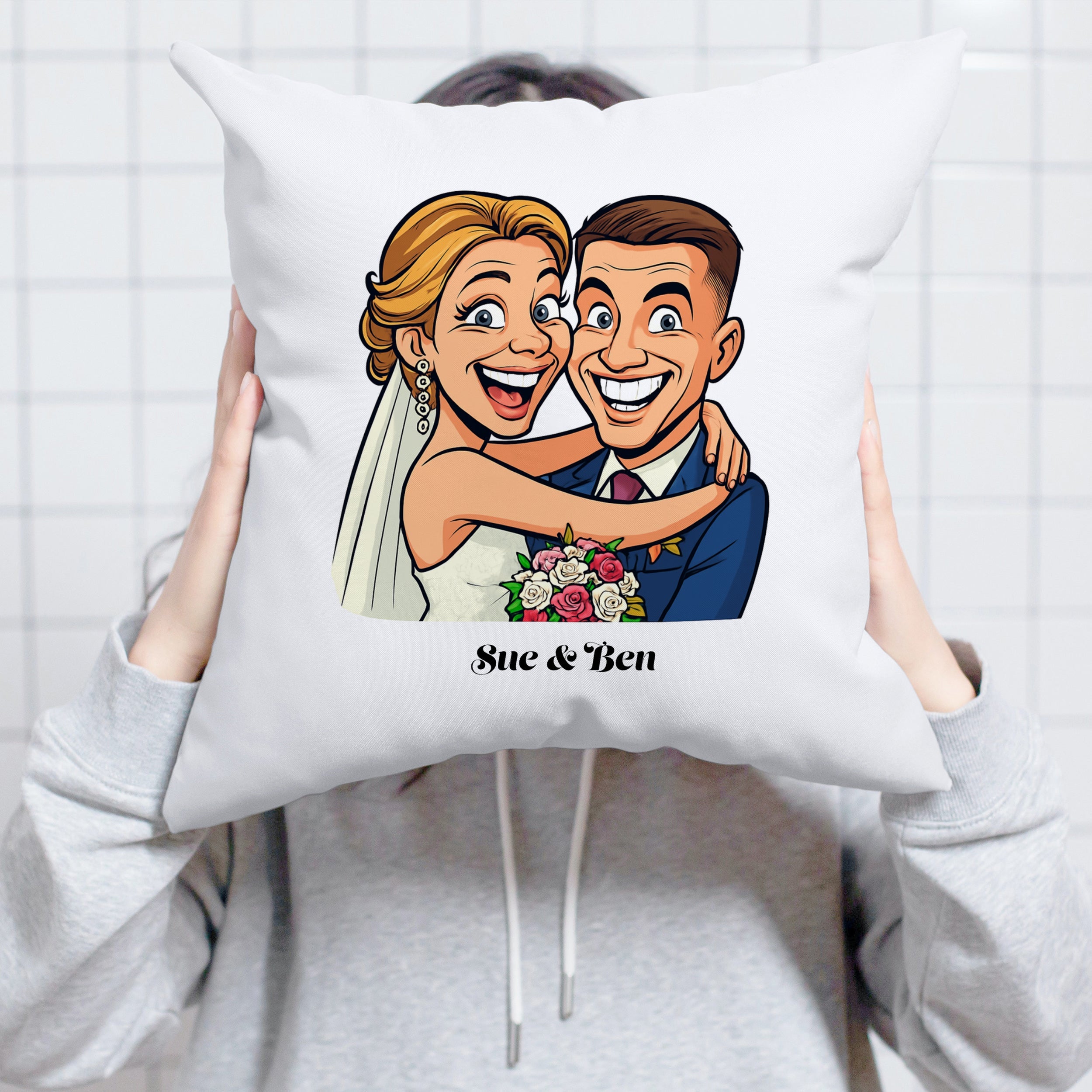 Kissenbezug mit Karikatur & Individualisierung - aufkleberdrucker.de