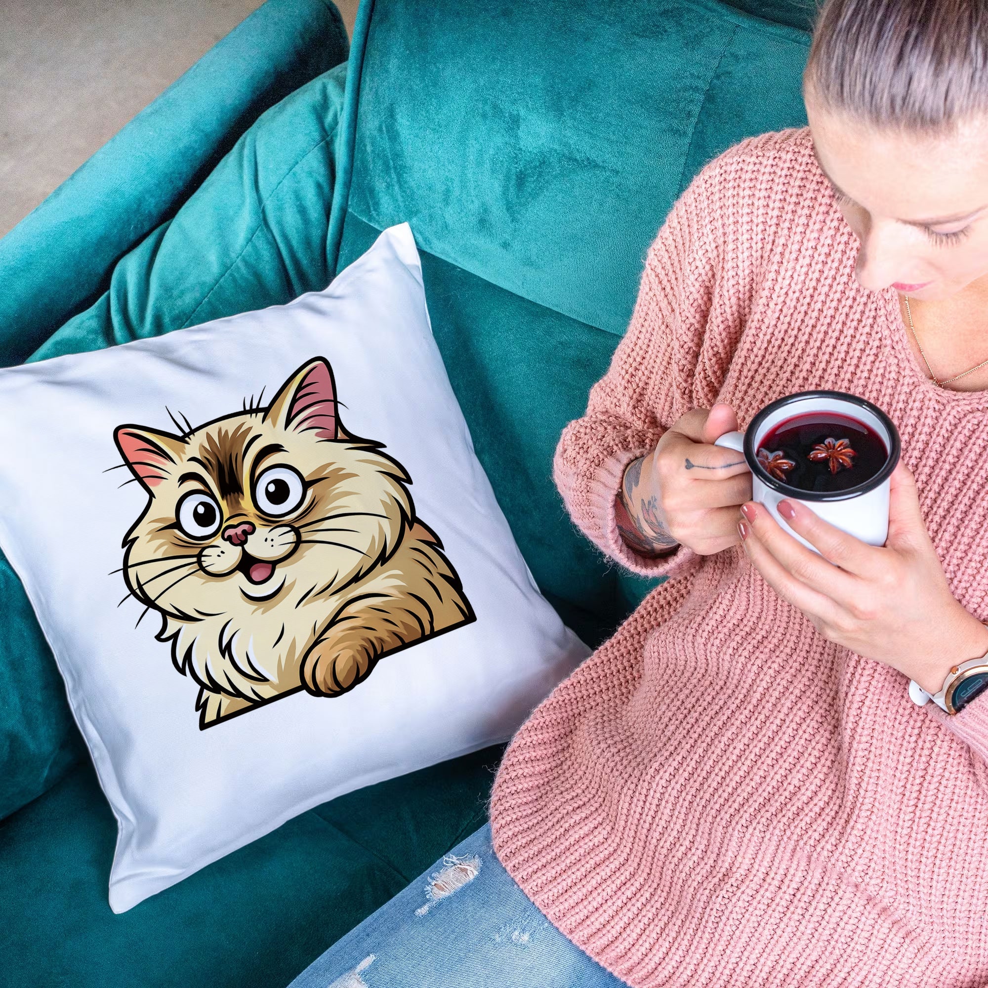 Kissenbezug mit Karikatur & Individualisierung - aufkleberdrucker.de