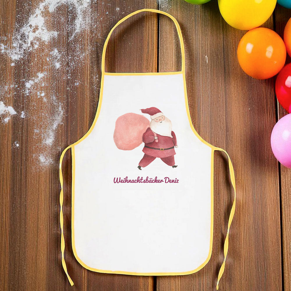 Kinder-Schürze mit individuellem Druck, aus Baumwolle, zeigt bunte kindliche Motive und ist perfekt für kreative Kinderaktivitäten.