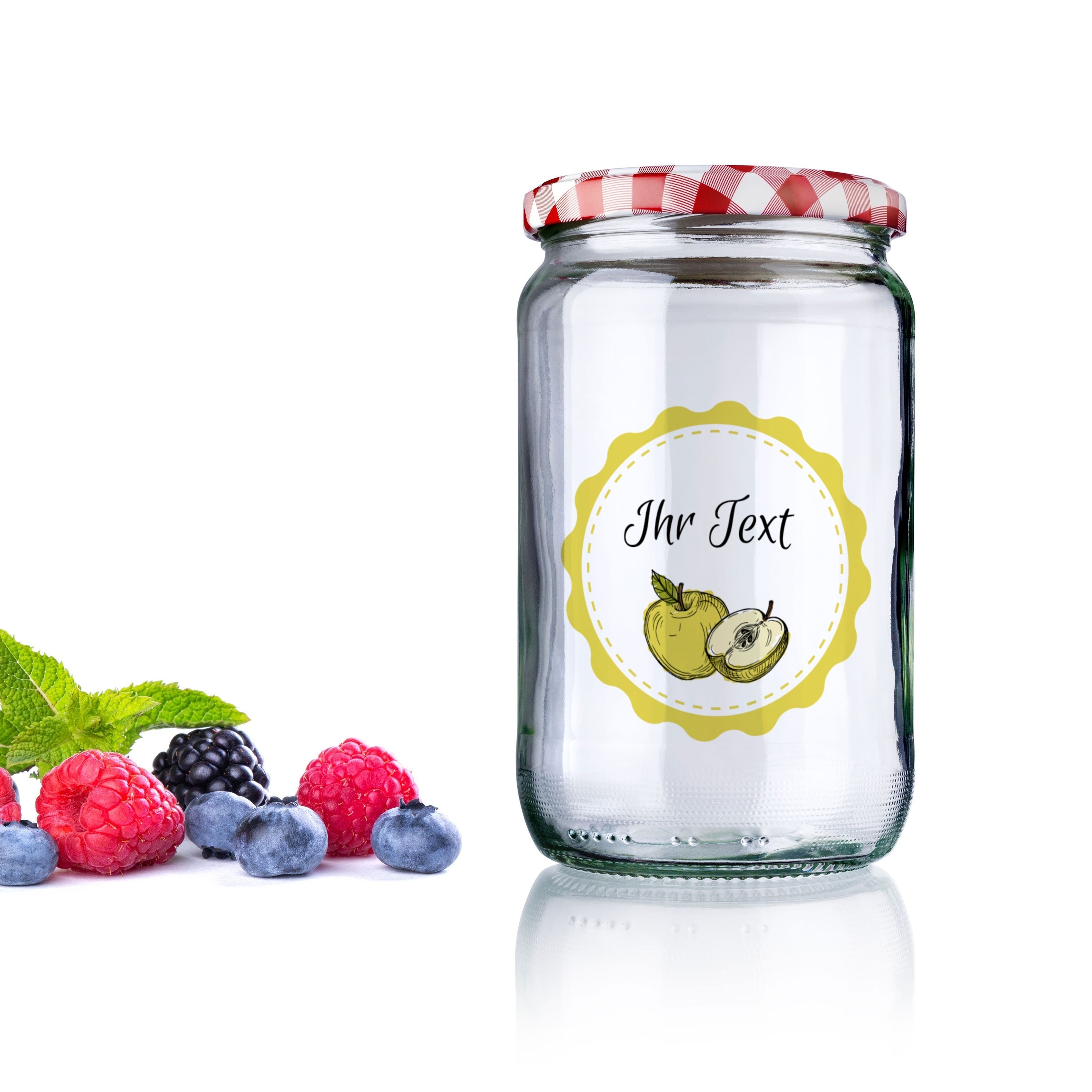 Marmeladenetiketten-Set mit Apfelzeichnung, 3 Bögen, dekorative Aufkleber für Gläser, aufkleberdrucker.de