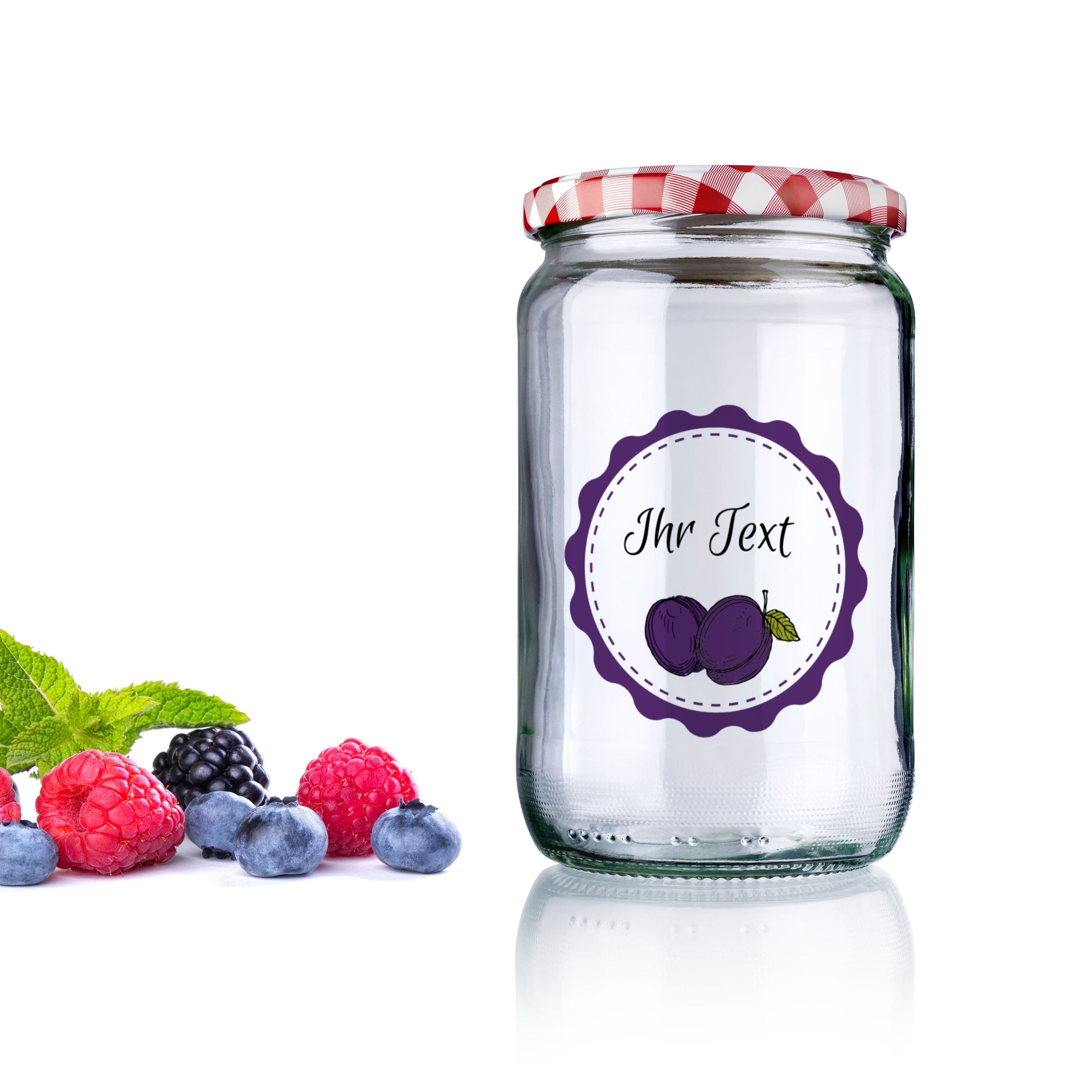 Marmeladenetiketten-Set mit verschiedenen Motiven, 3 Bögen, Zeischnung von Zwetschge, für selbstgemachte Marmeladen, aufkleberdrucker.de