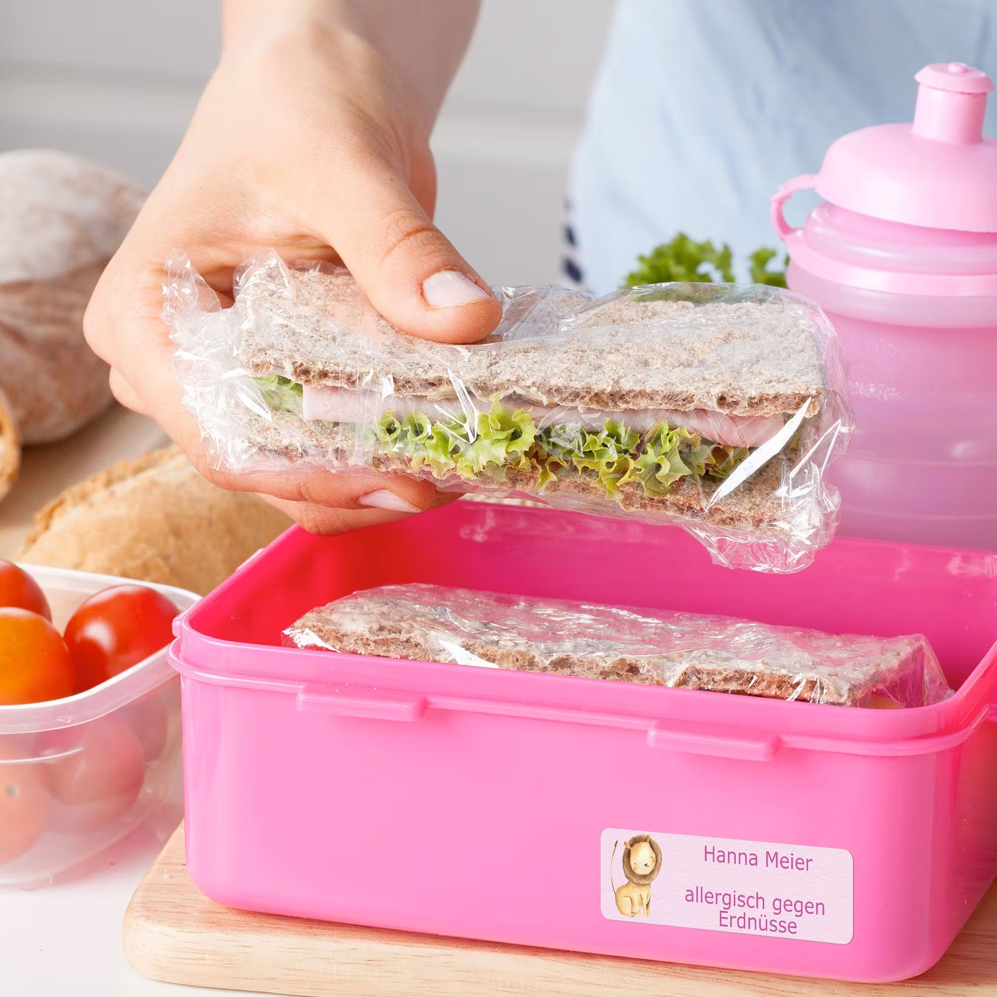 Aquarell Namensaufkleber in 3- oder 4-zeiliger Gestaltung, 110 Stück, 50x15 mm, mit bunten Aquarell-Designs auf Papier