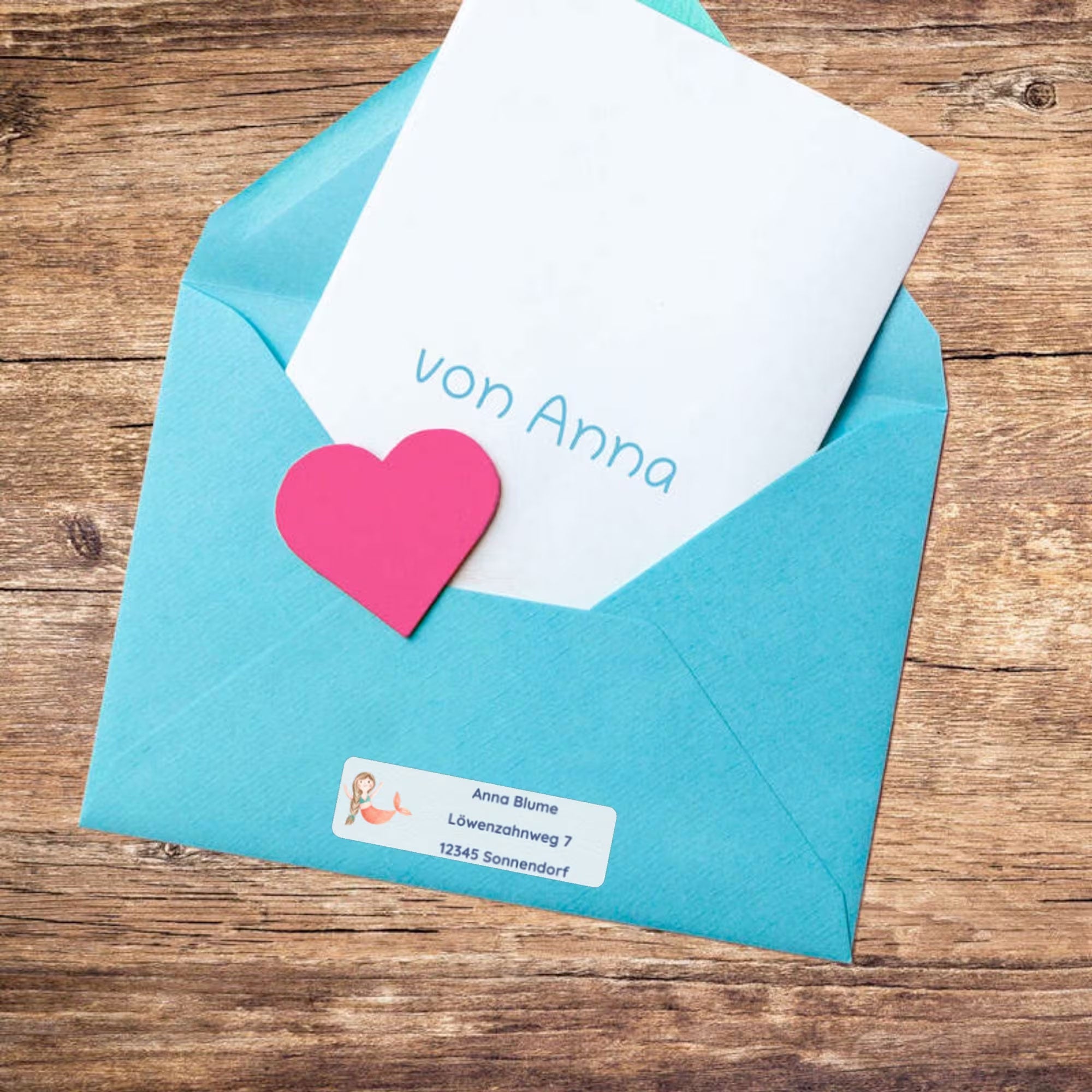 Aquarell Namensaufkleber in 3- oder 4-zeiliger Gestaltung, 110 Stück, 50x15 mm, mit buntem Aquarell-Design auf Papier.