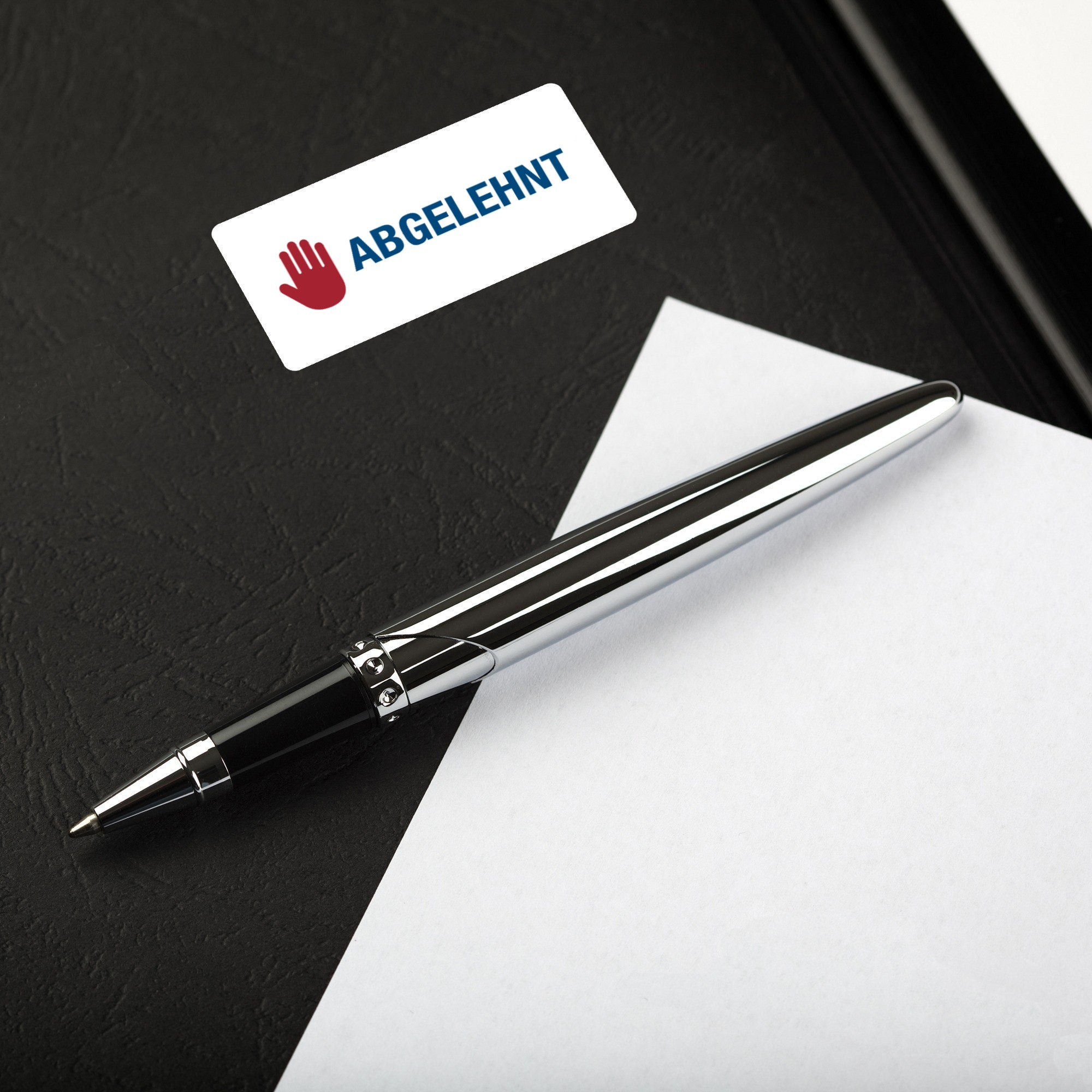 Abgelehnt Piktogramm-Aufkleber, 60x30 mm, auf Rolle, 250 Stück, für Etikettendruck, mit rotem Abgelehnt-Symbol.