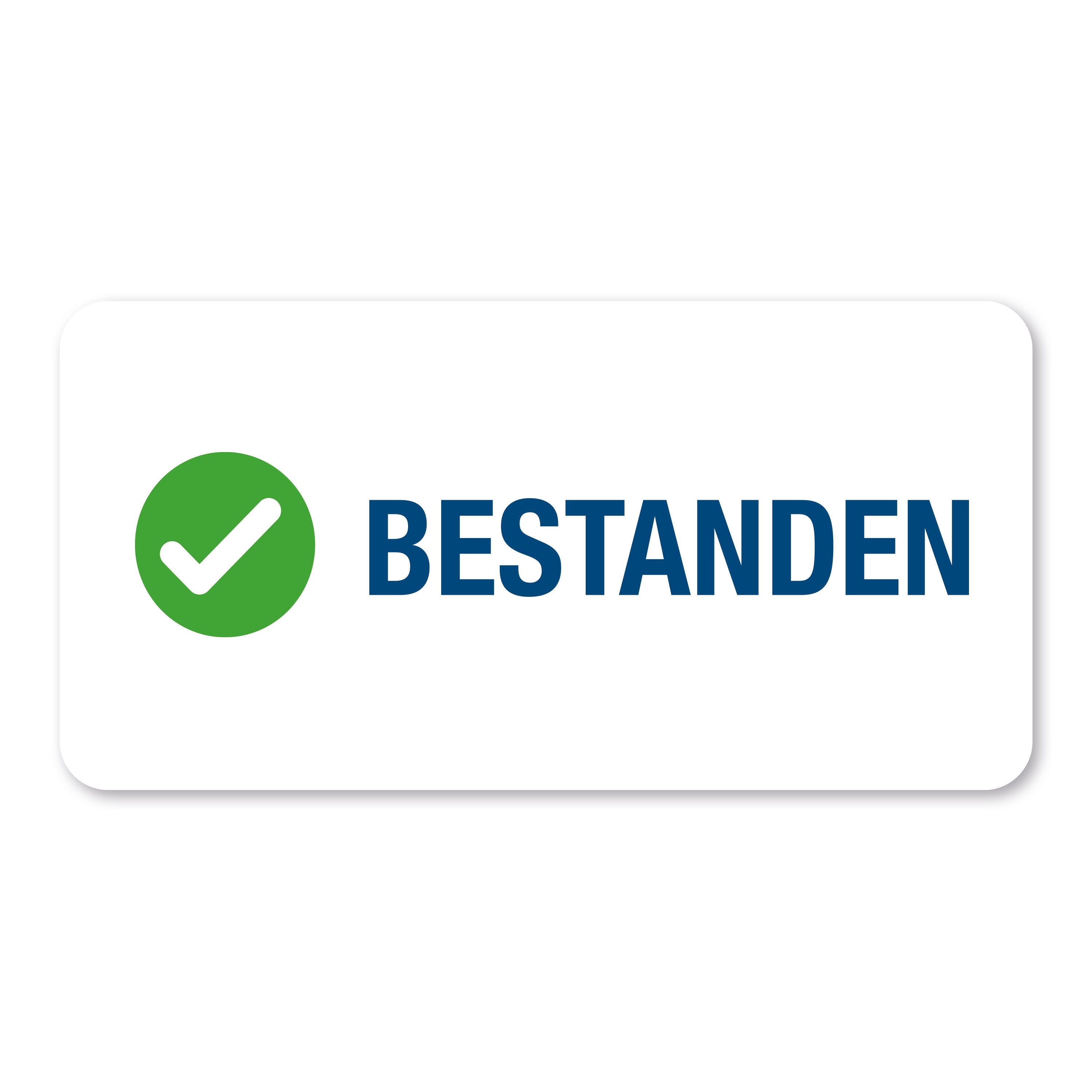 Aufkleber mit Piktogramm "Bestanden" auf 60x30 mm Rollenetiketten, 250 Stück, für Dokumenten- oder Produktkennzeichnung