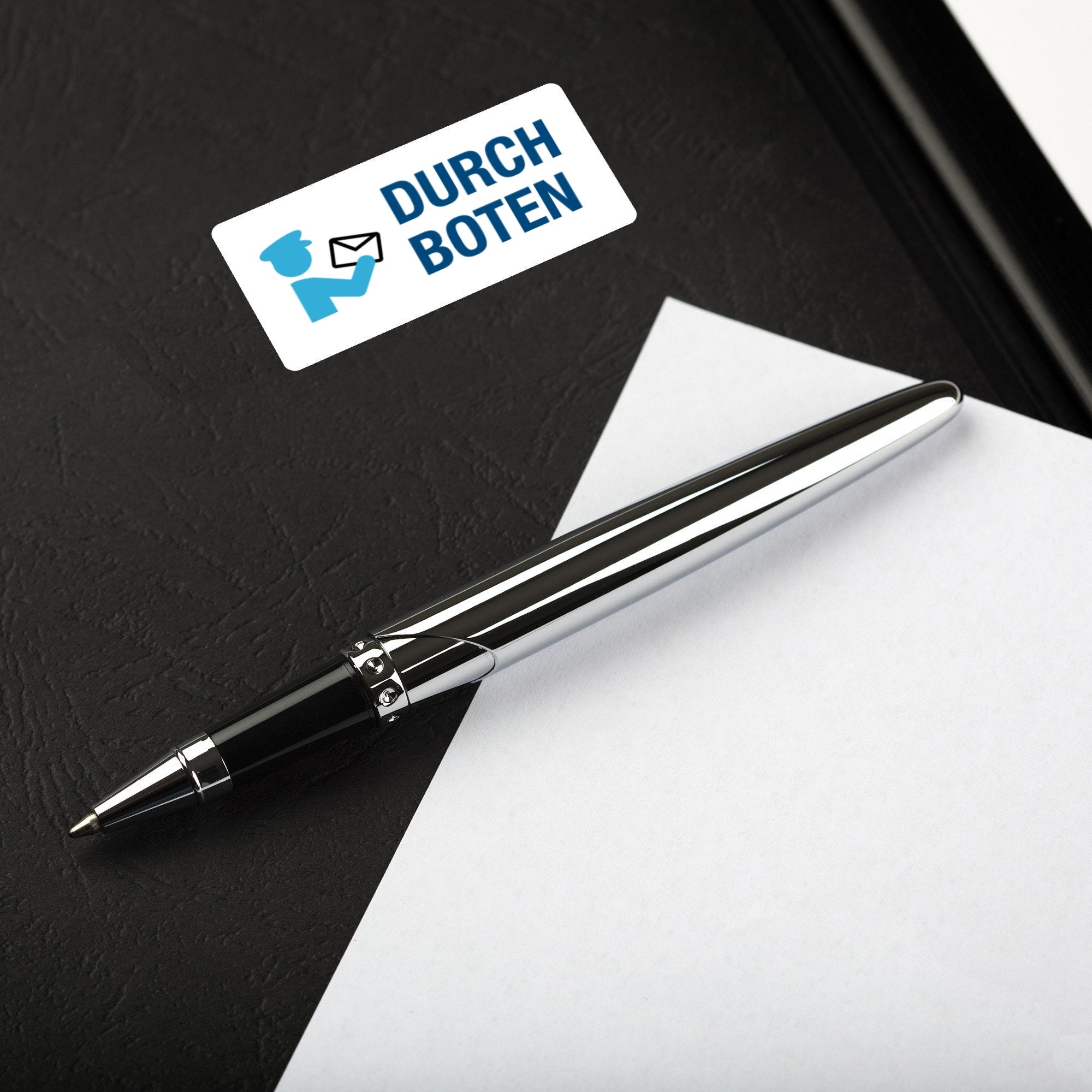 Piktogramm-Aufkleber "Durch Boten" auf Rolle, 60x30 mm, 250 Stück, selbstklebende Etiketten für Versand und Logistik