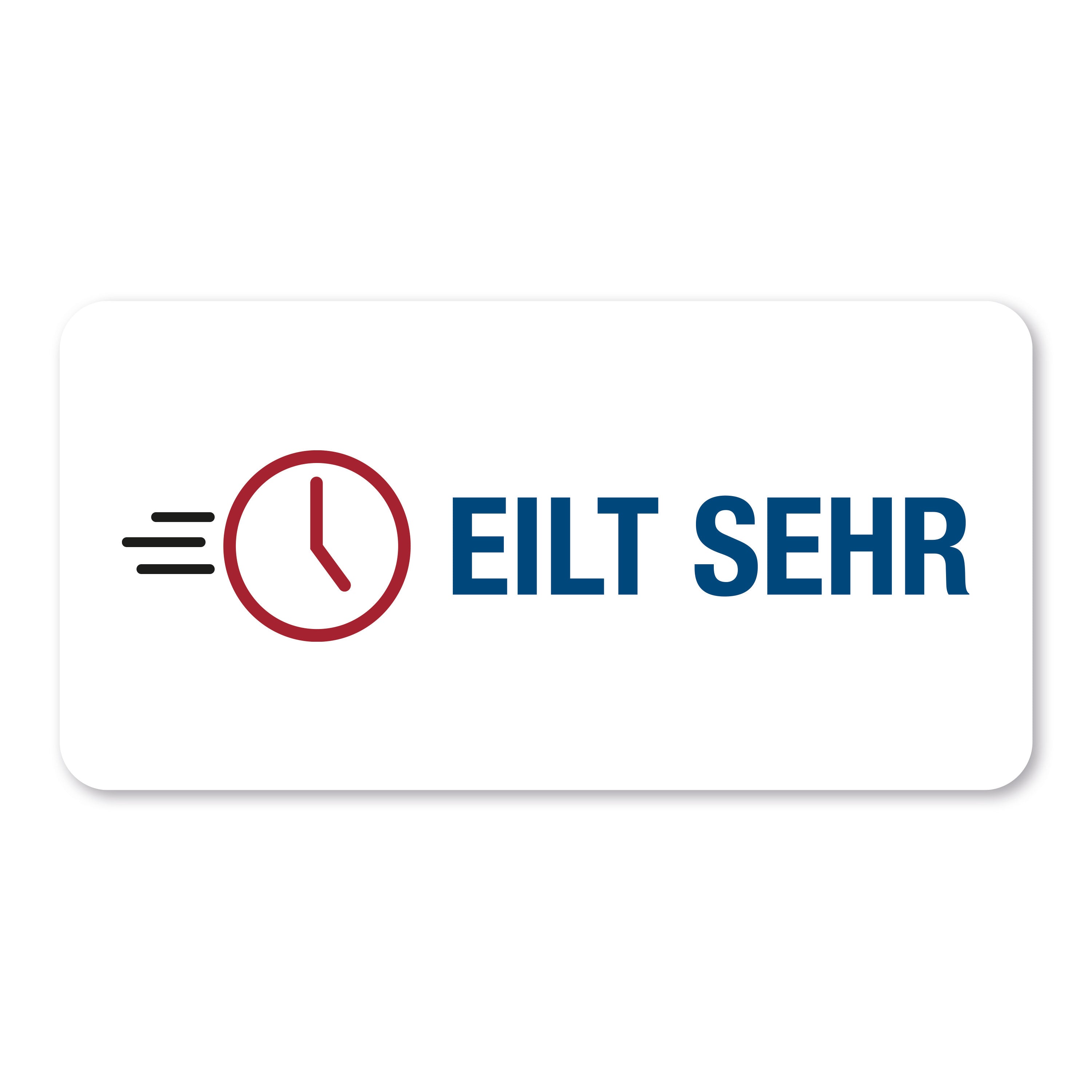 Rolle mit 250 Aufklebern, 60x30 mm, Piktogramm "Eilt sehr" für schnelle Versand- oder Logistikzwecke